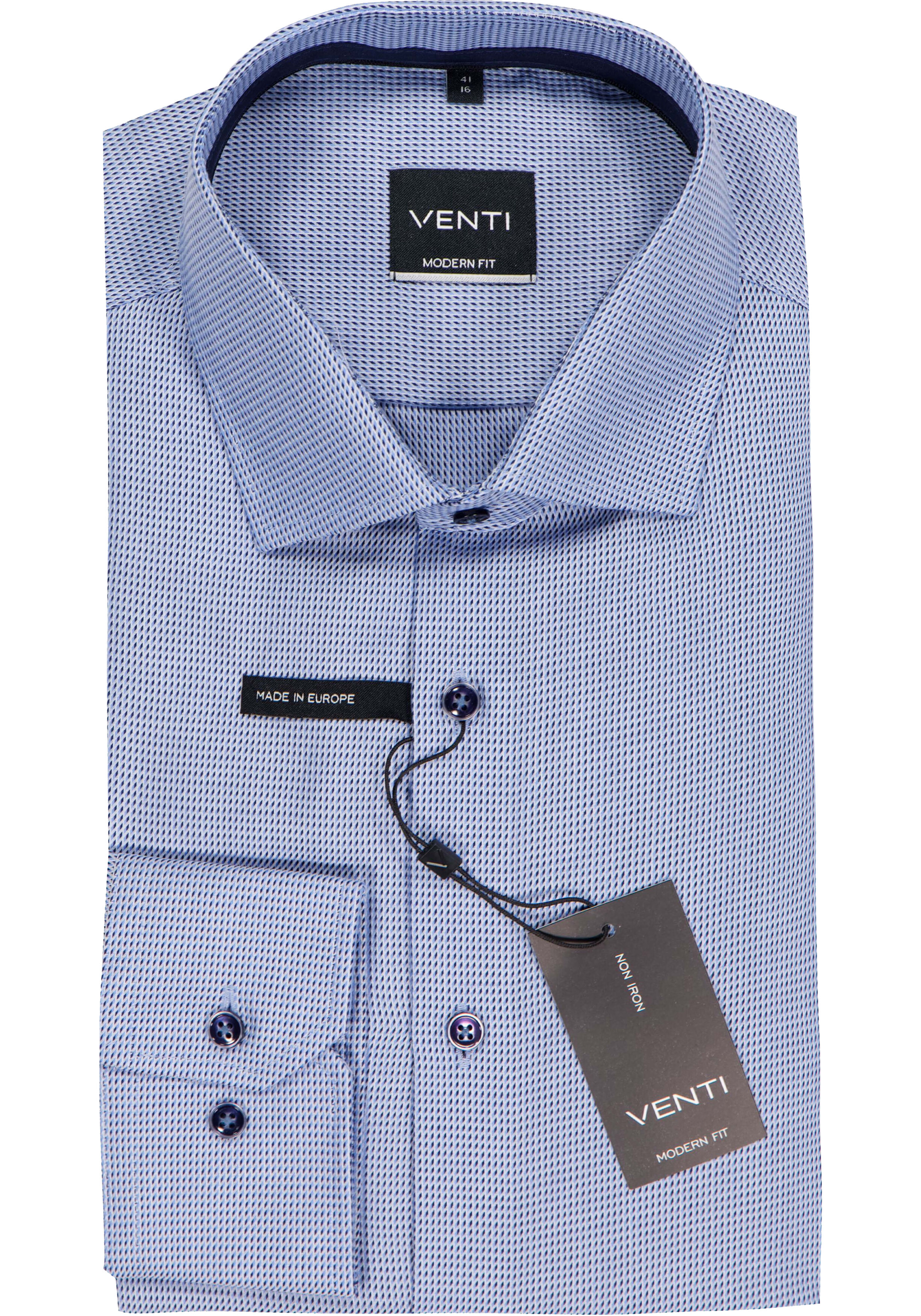 VENTI modern fit overhemd, dobby, blauw