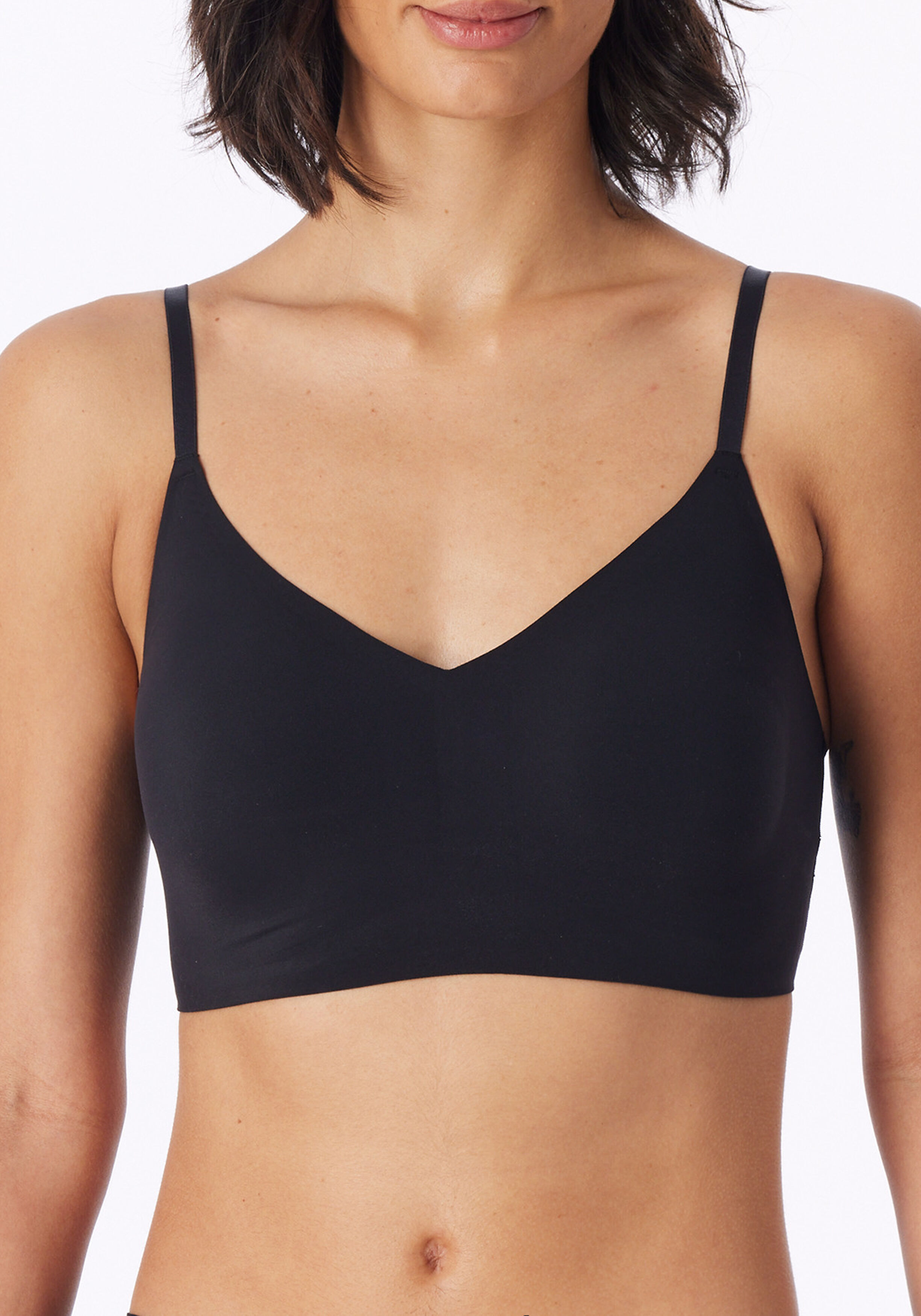 SCHIESSER Invisible Soft bralette (1-pack), dames bustier microvezel uitneembare pads zwart