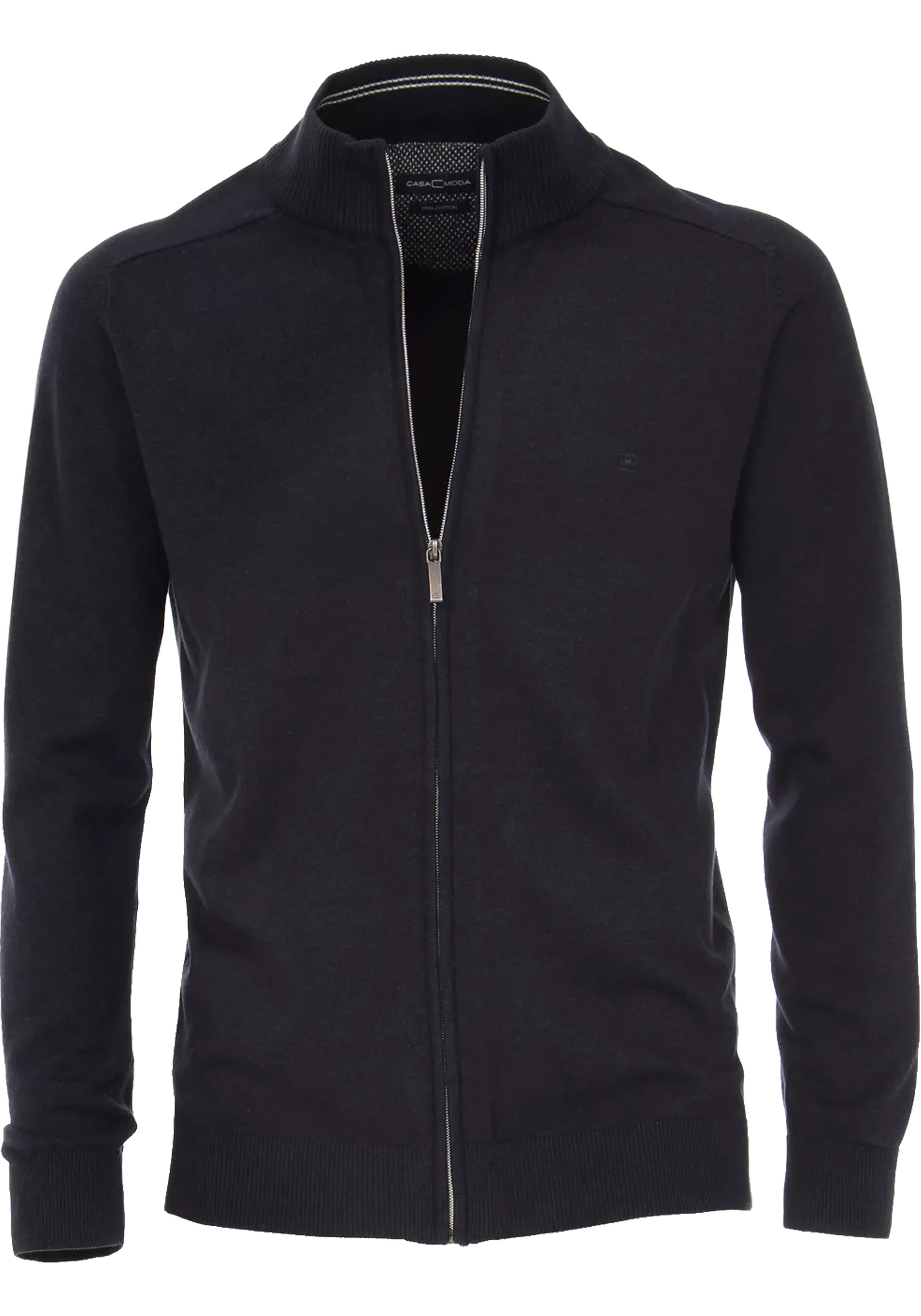 CASA MODA heren vest katoen, met rits, marine blauw