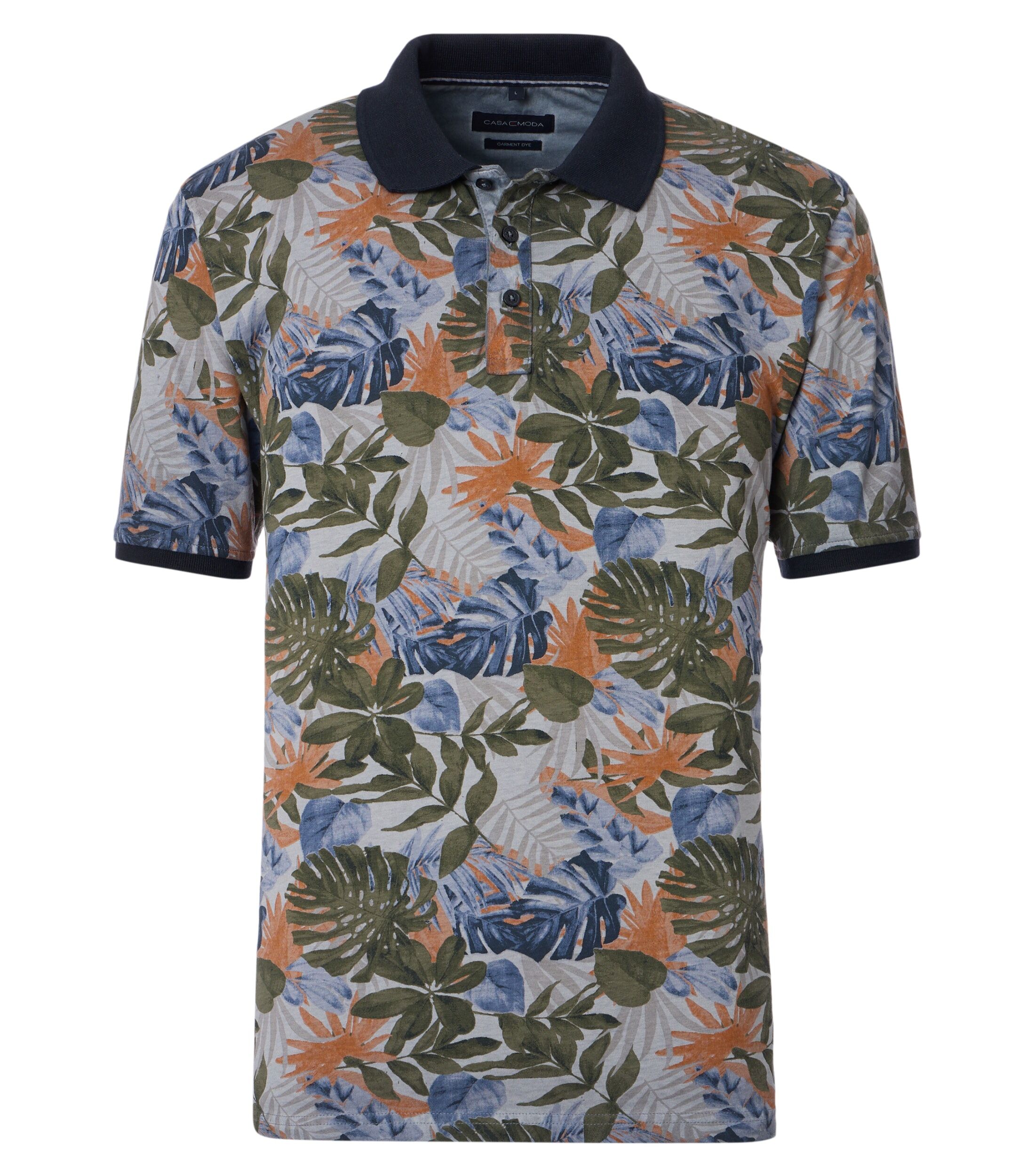 CASA MODA comfort fit heren polo, blauw dessin