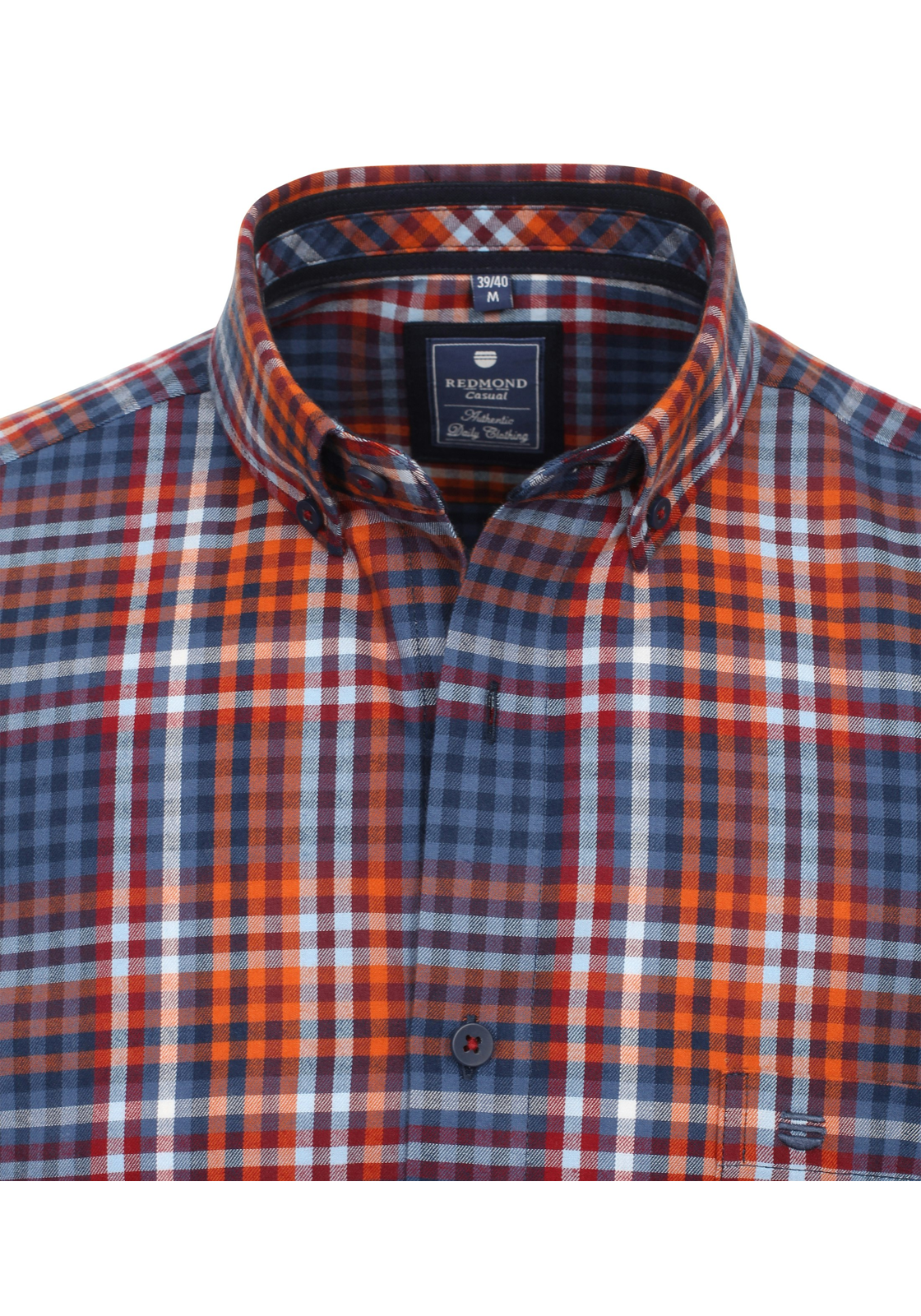 Redmond comfort fit overhemd, twill, rood geruit Redmond comfort fit overhemd, twill, rood geruit