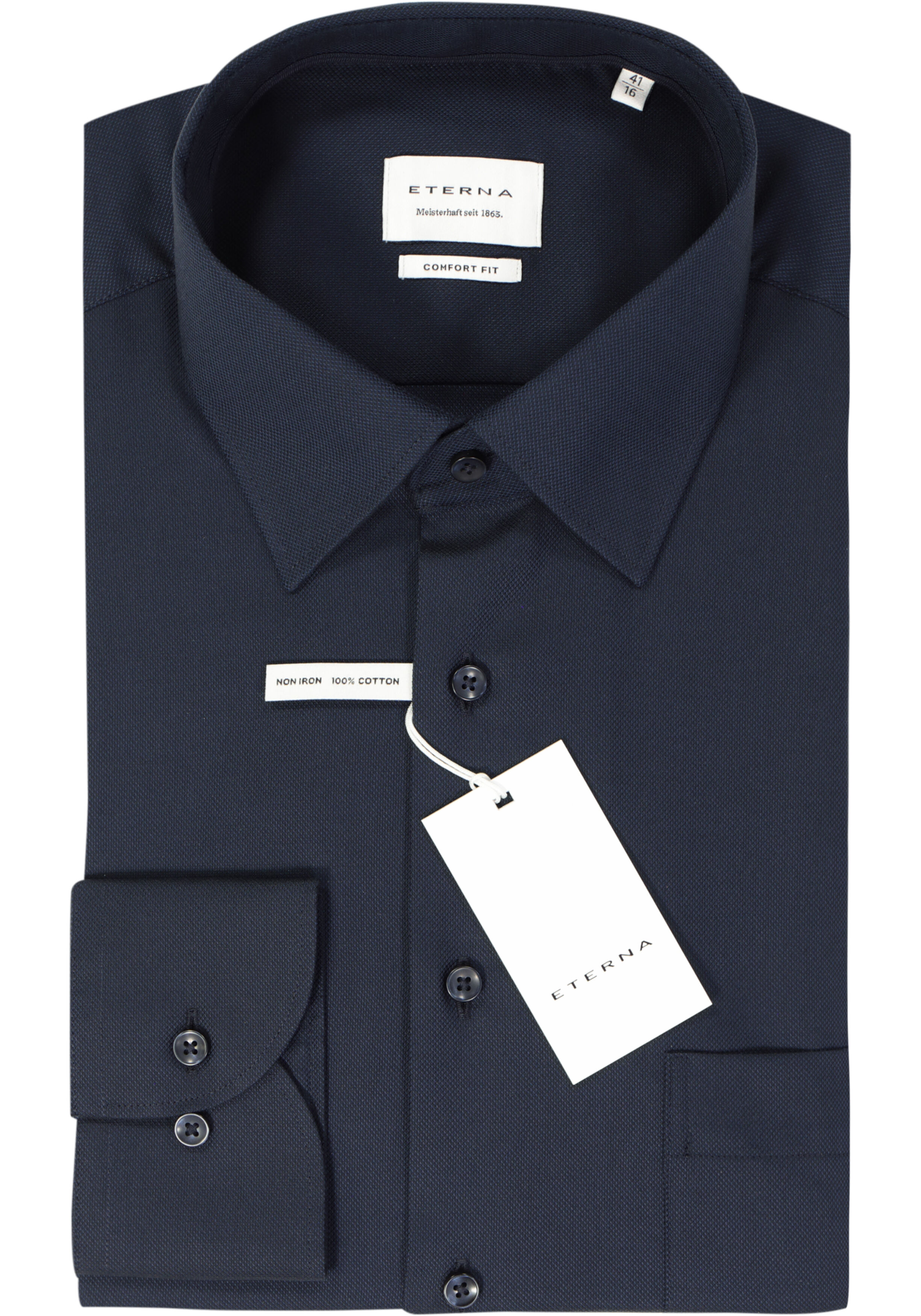 ETERNA comfort fit overhemd, natte, donkerblauw