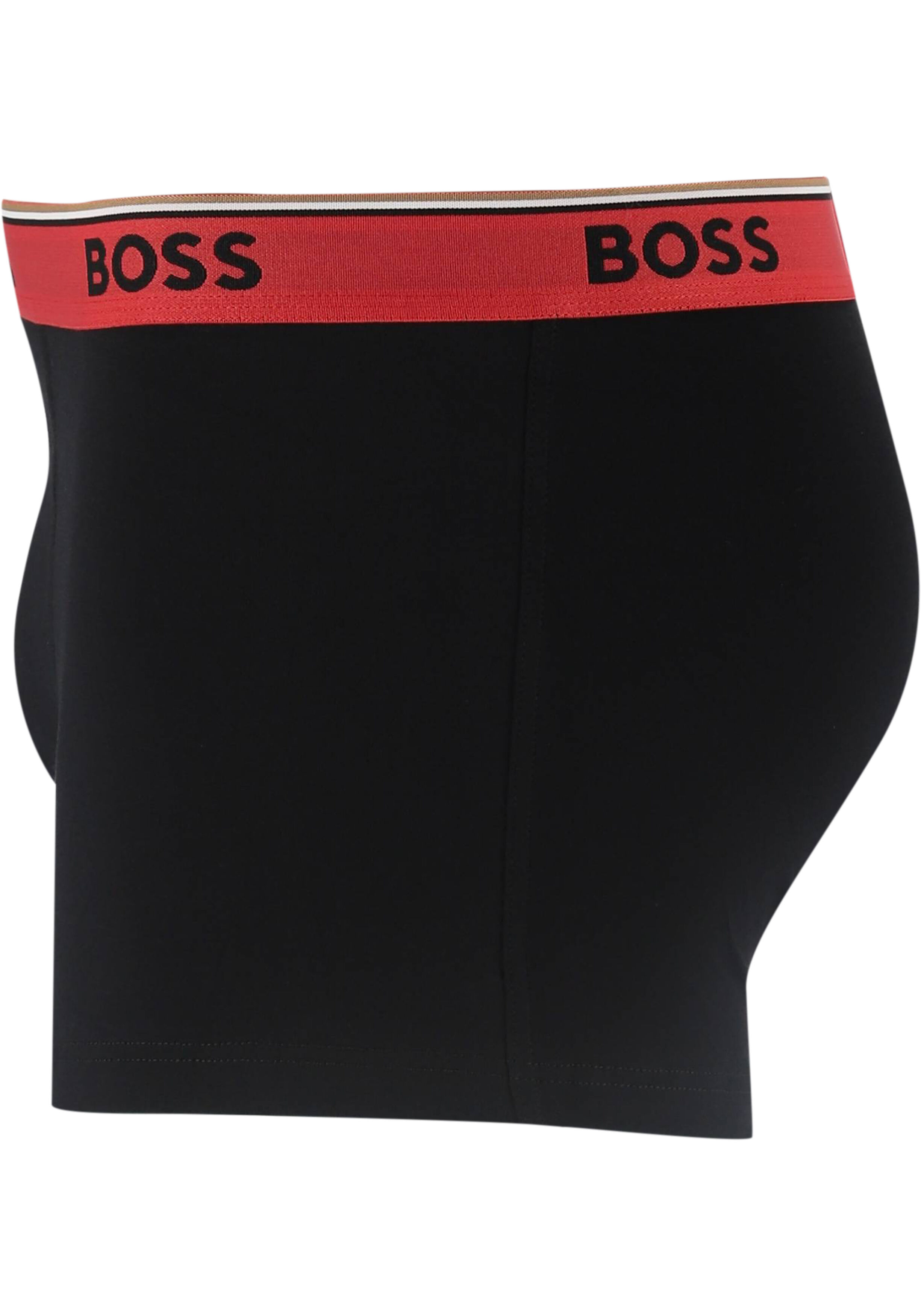 HUGO BOSS Power trunks (3-pack), heren boxers kort, zwart met gekleurde tailleband