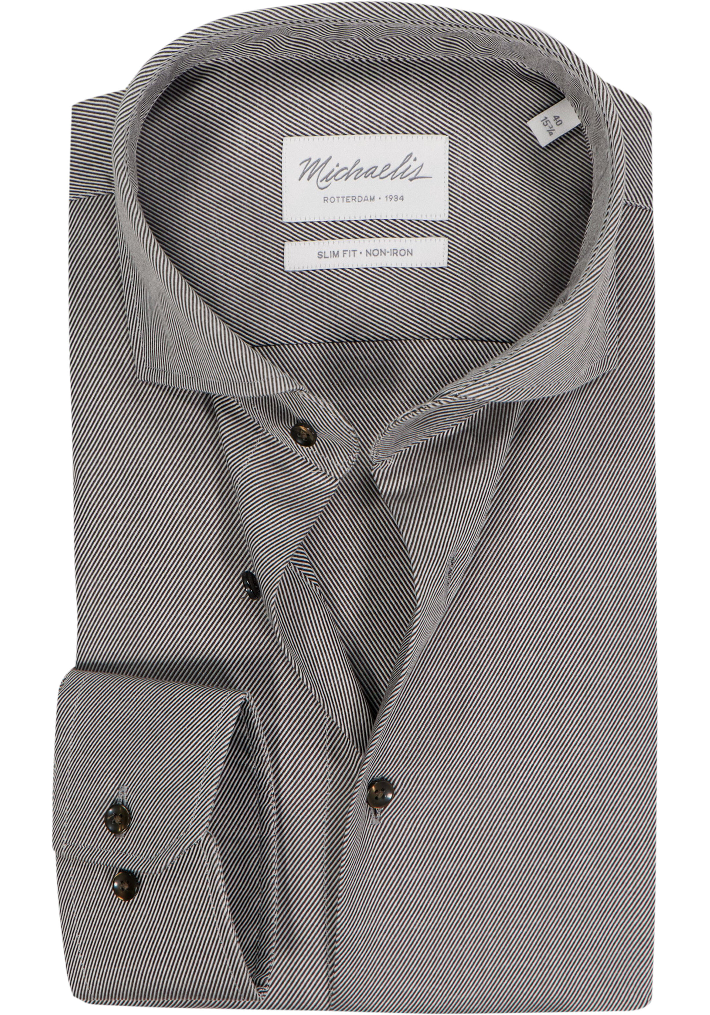 Michaelis slim fit heren overhemd, twill, bruin