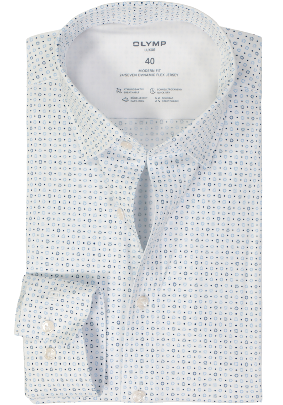 OLYMP 24/7 modern fit overhemd, tricot, wit dessin OLYMP 24/7 modern fit overhemd, tricot, wit dessin