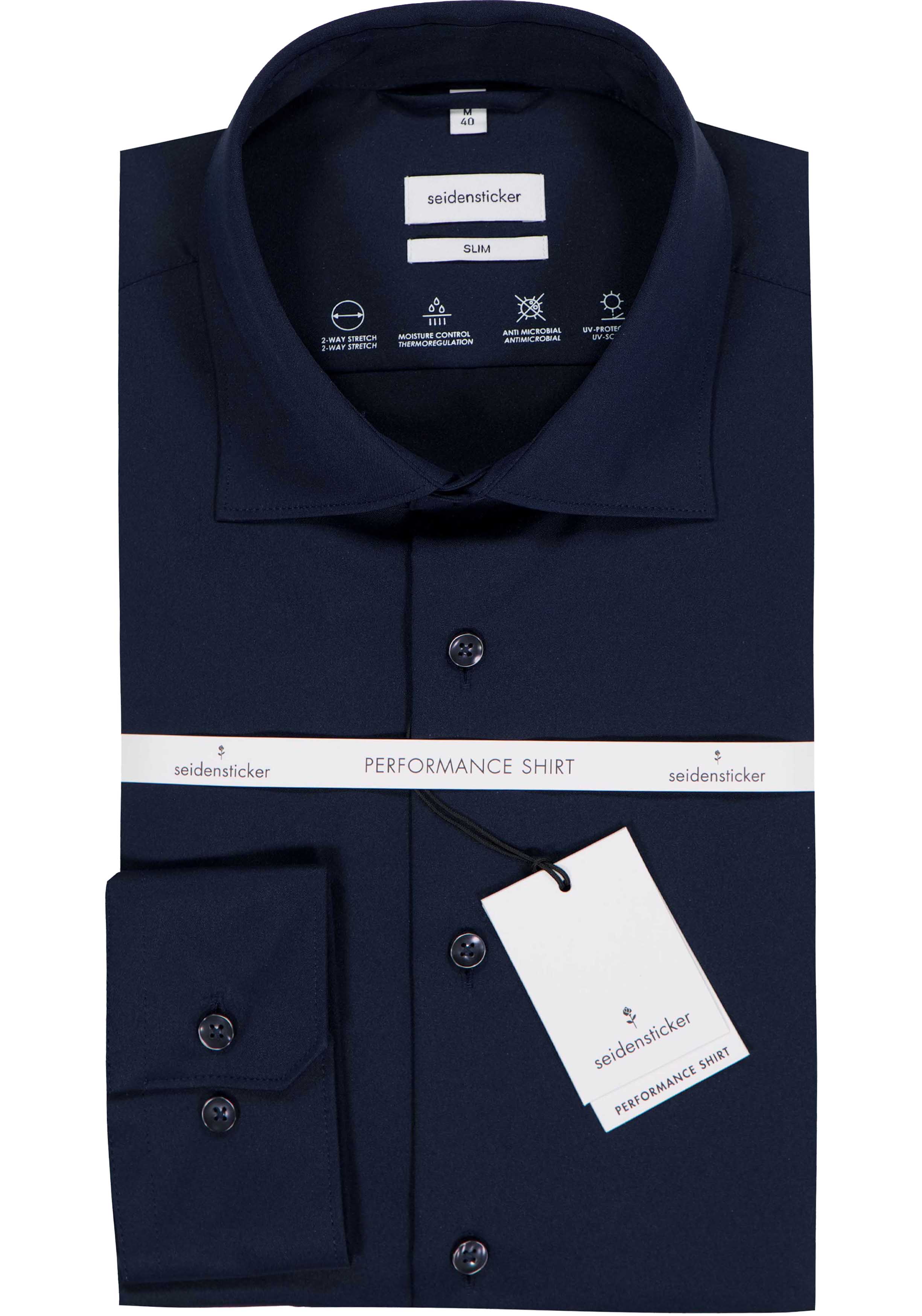 Seidensticker slim fit overhemd, twill, blauw