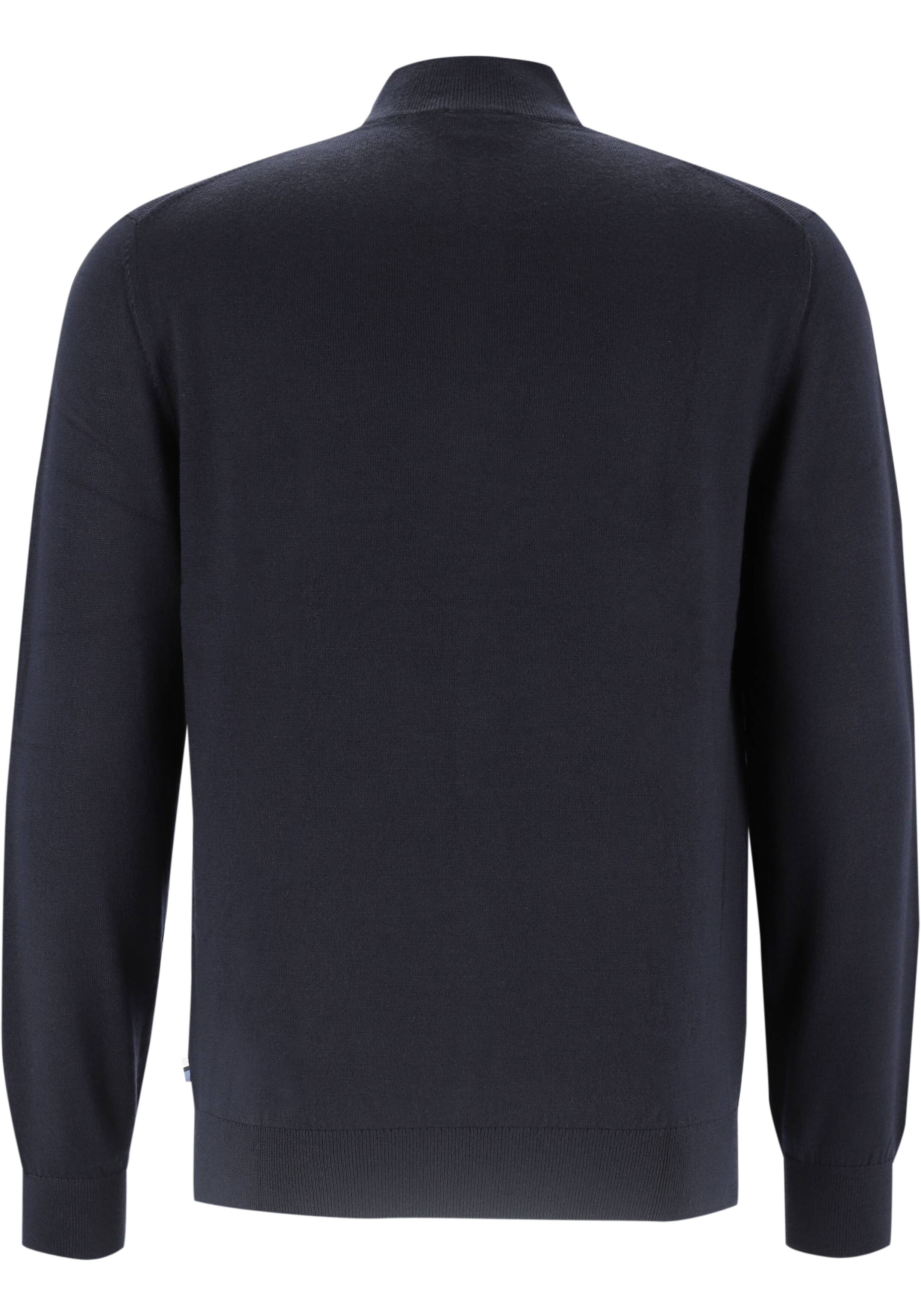 OLYMP modern fit half zip trui wol, korte rits, marine blauw