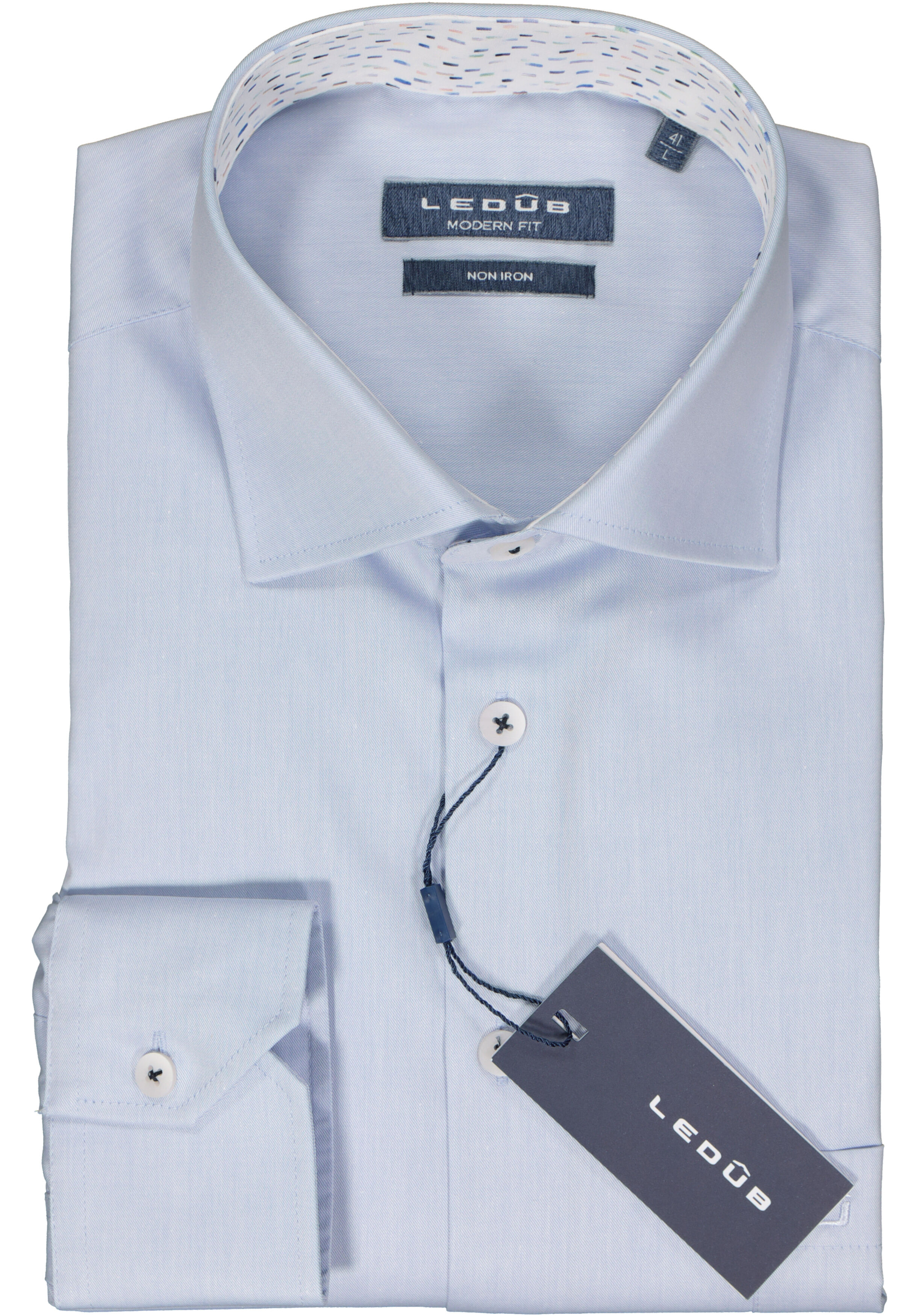 Ledub modern fit overhemd, twill, lichtblauw