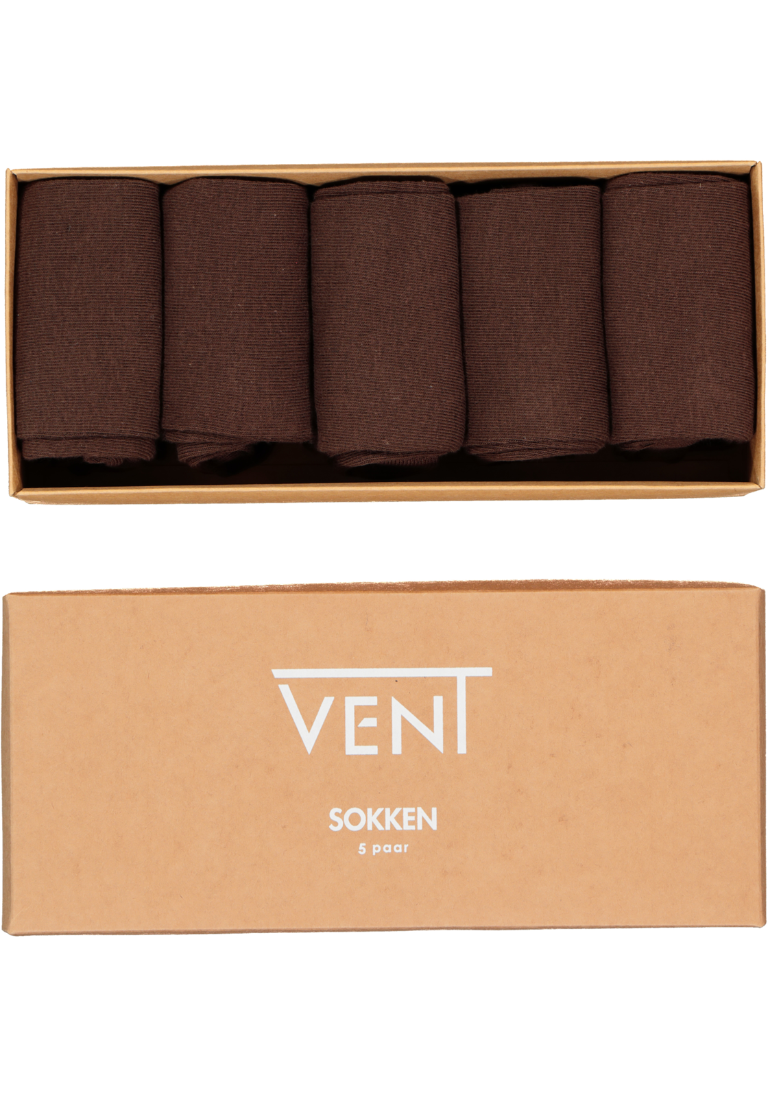 vent_sokken_donkerbruin_HR VENT herensokken katoen (5-pack), donkerbruin
