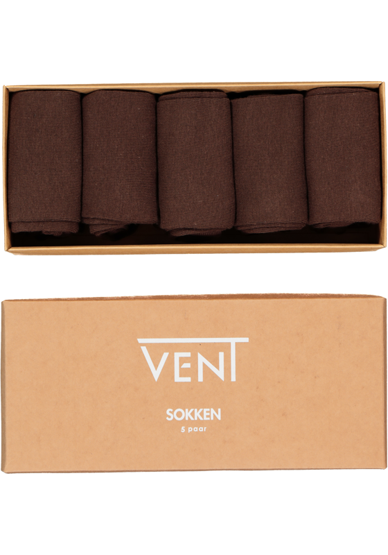VENT herensokken katoen (5-pack), donkerbruin VENT herensokken katoen (5-pack), donkerbruin