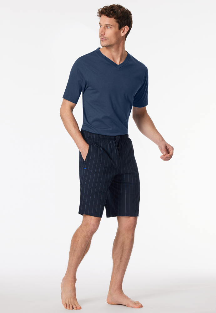 SCHIESSER Mix + Relax Short, heren korte pyjama- of loungebroek, nachtblauw dessin