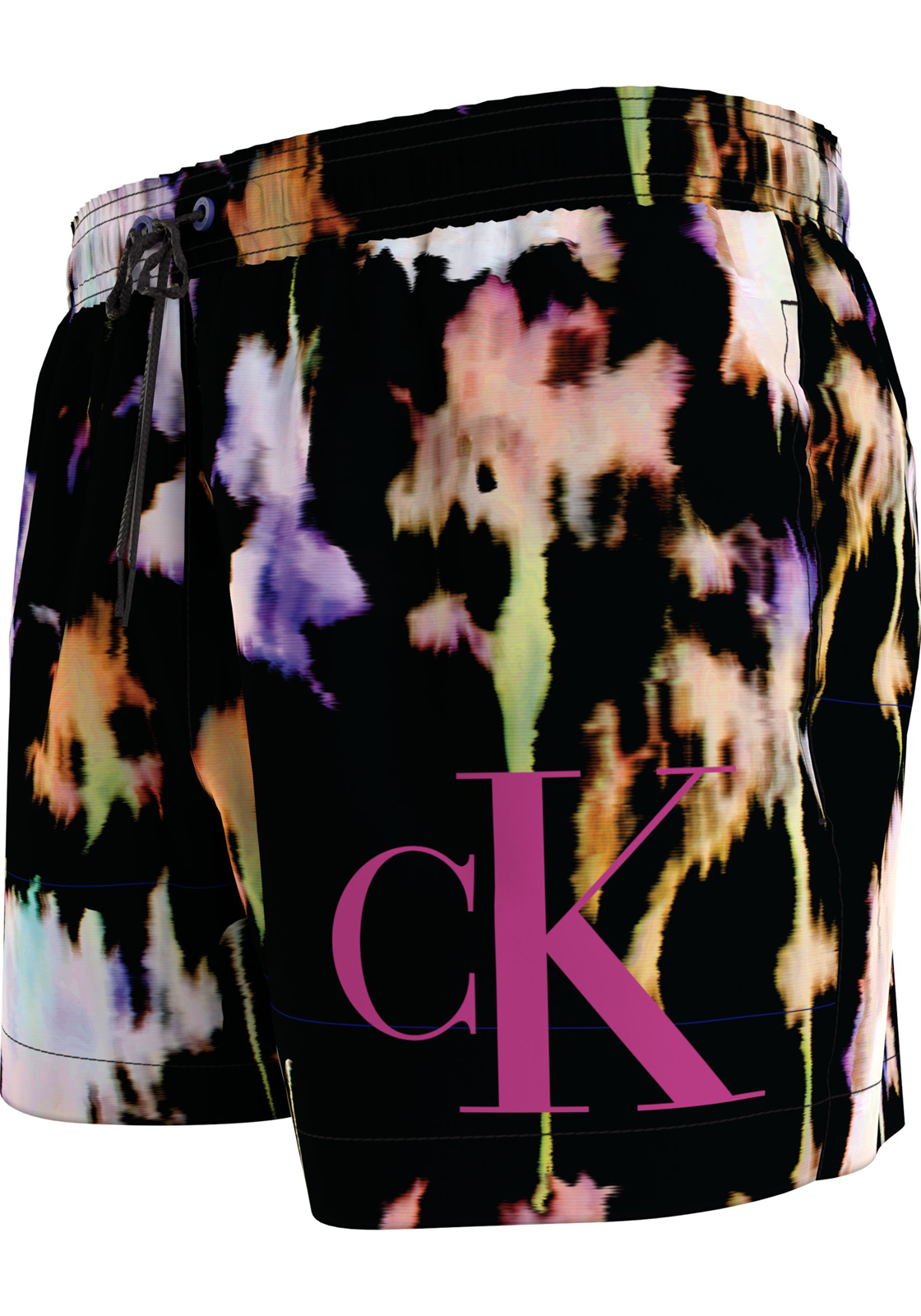 1-8720109693942-calvin_klein-zwembroeken-V24_HR Calvin Klein Short Drawstring swimshort, heren zwembroek, zwart met gekleurd dessin
