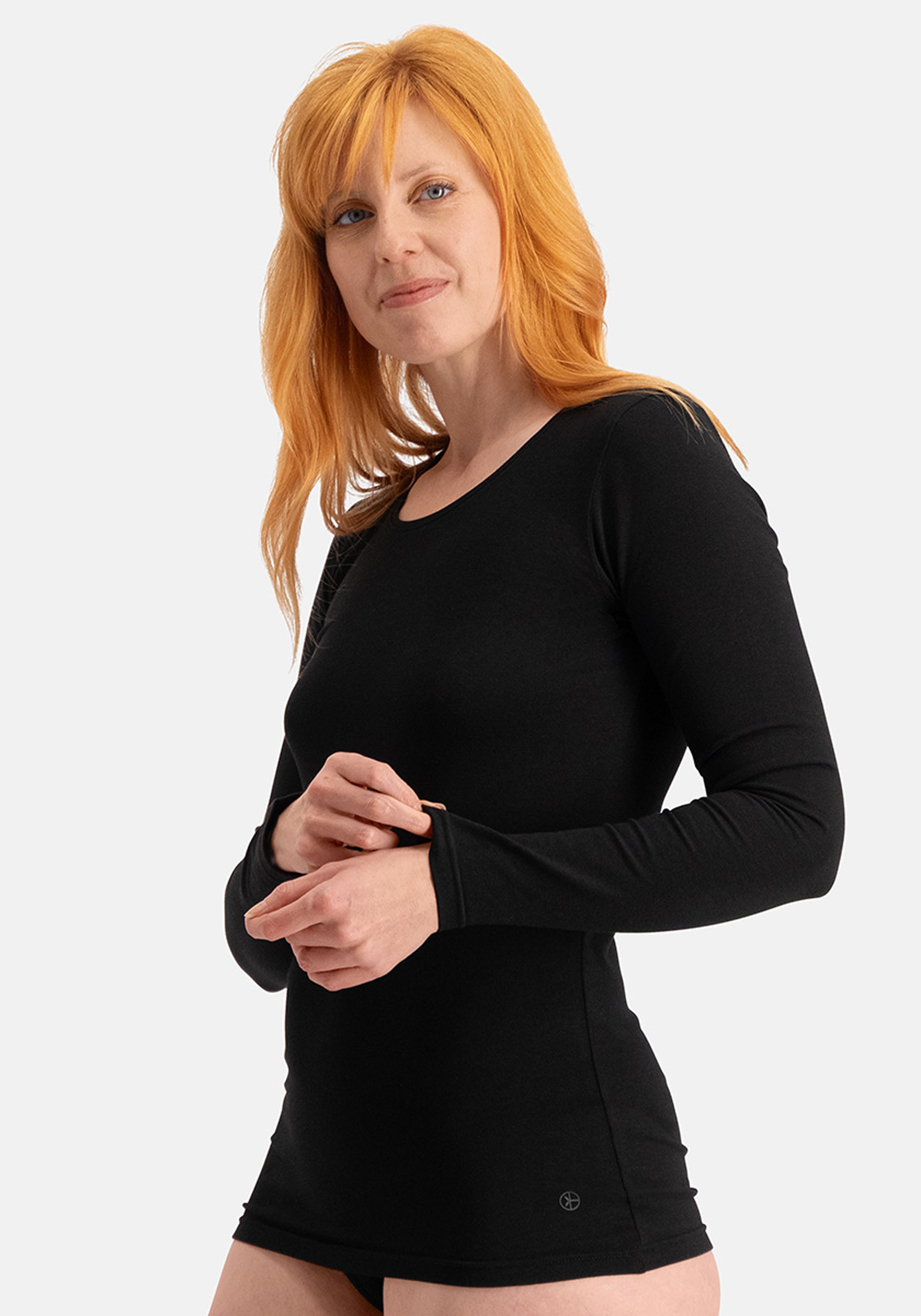 Bamboo Basics Lara (2-pack), dames T-shirt lange mouwen extra lang, zwart