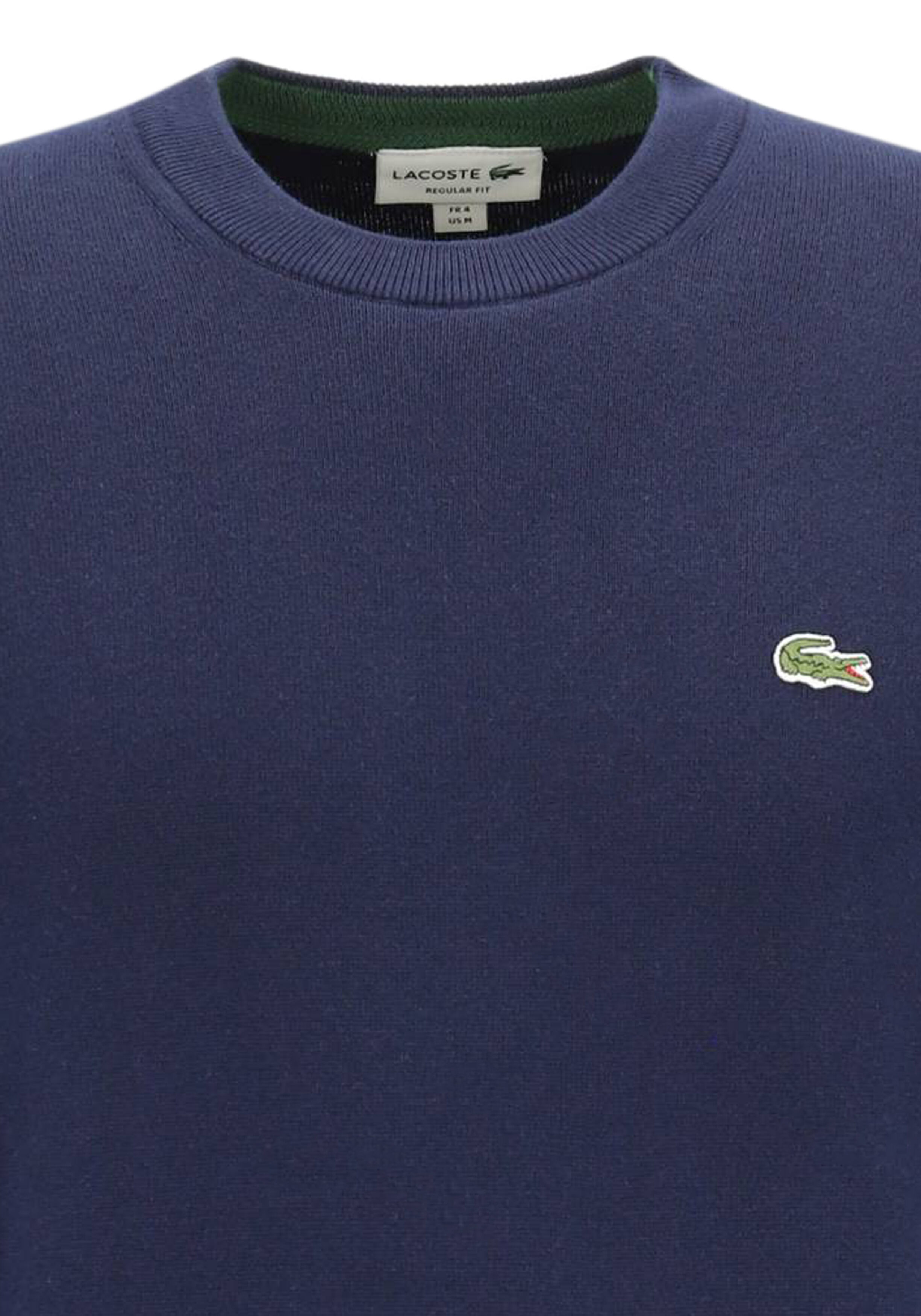Lacoste herentrui katoen, O-hals, navy blauw