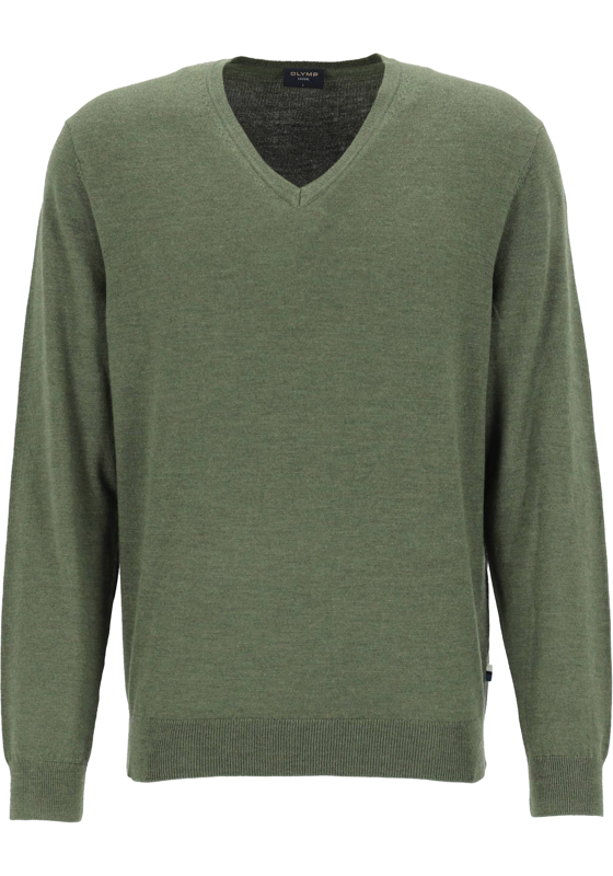 OLYMP modern fit trui wol, V-hals, olijfgroen OLYMP modern fit trui wol, V-hals, olijfgroen