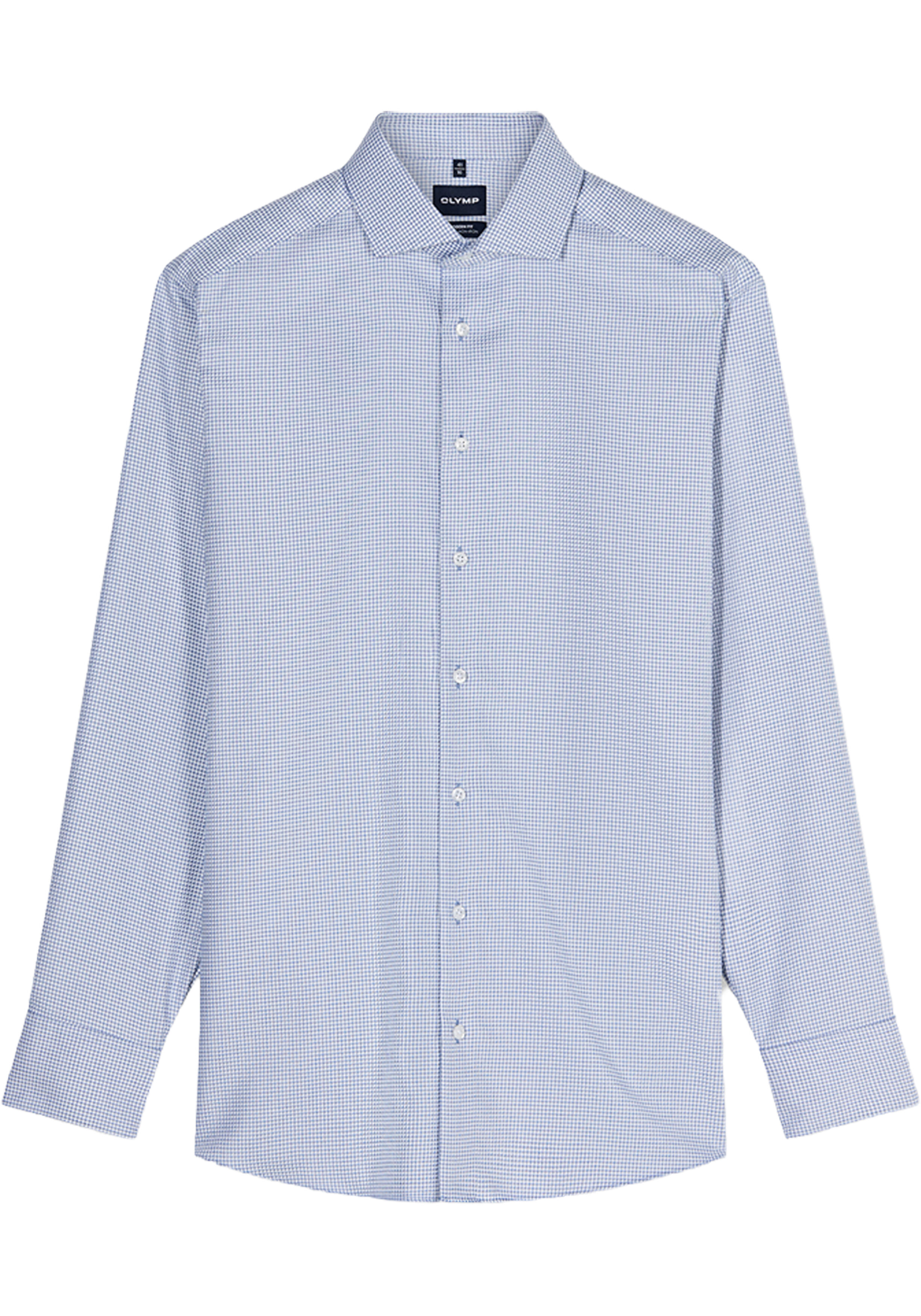 OLYMP Luxor modern fit overhemd, structuur, royal blauw