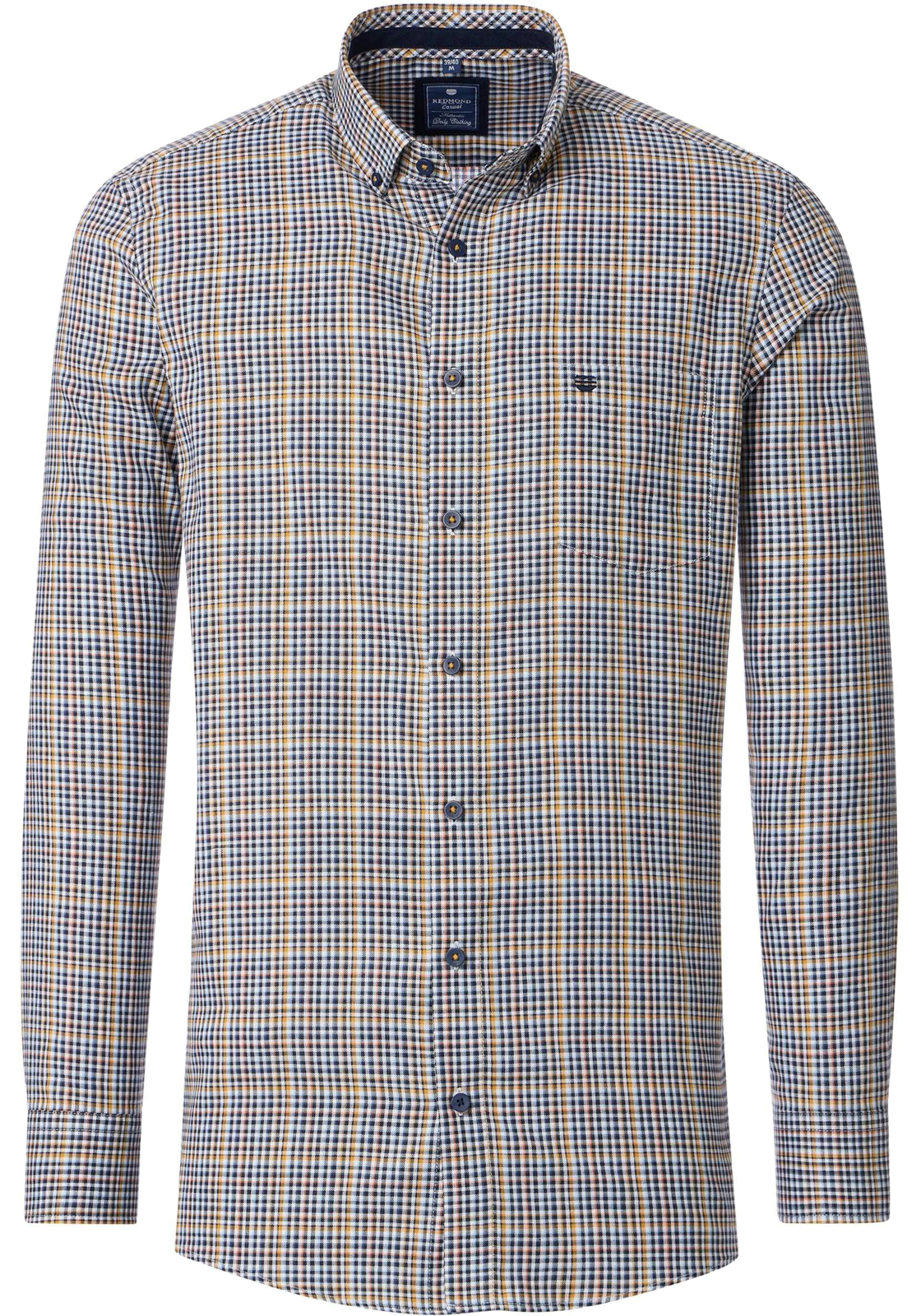 Redmond comfort fit overhemd, Oxford, blauw, wit en geel geruit Redmond comfort fit overhemd, Oxford, blauw, wit en geel geruit