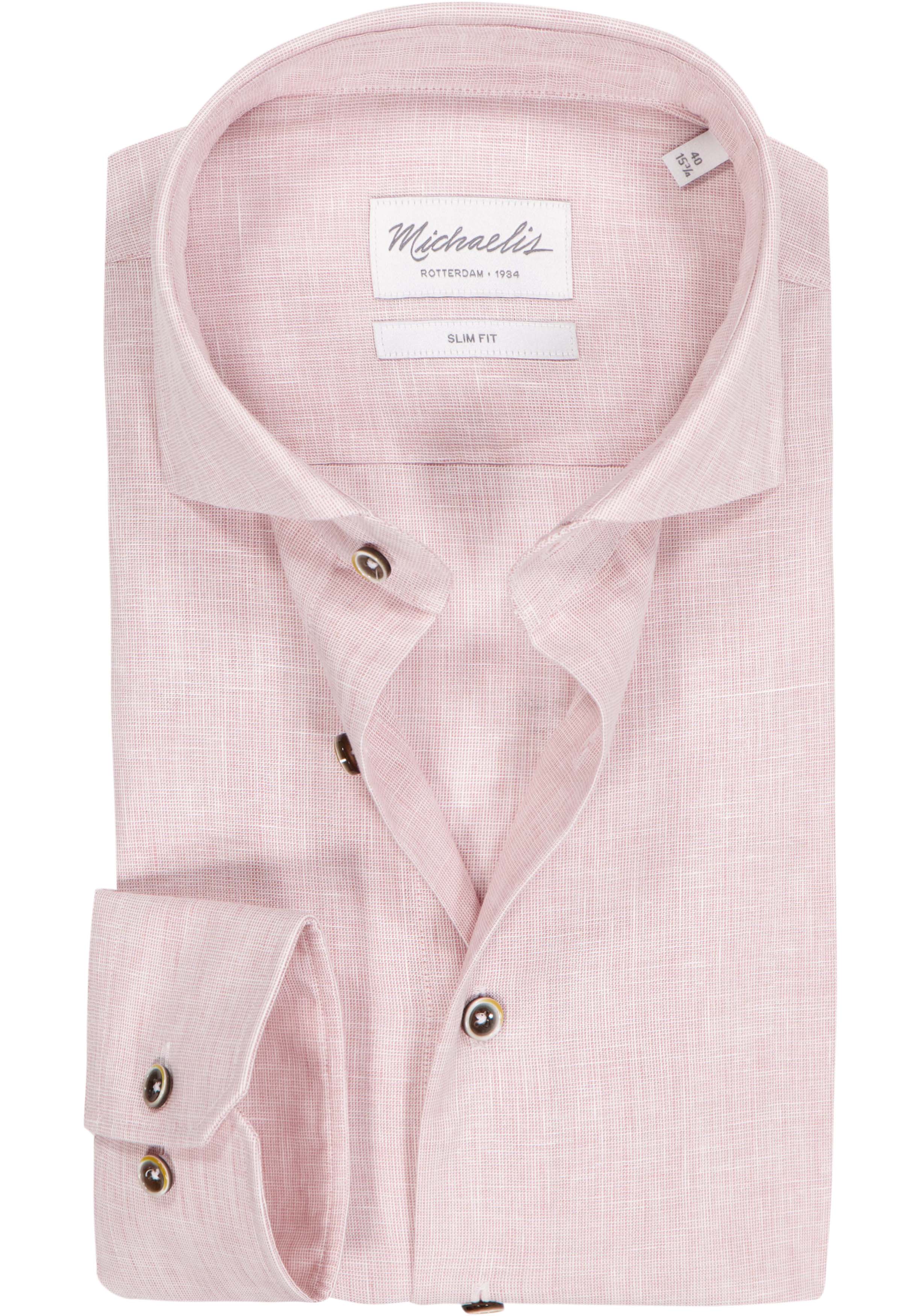 Michaelis slim fit heren overhemd, structuur, roze
