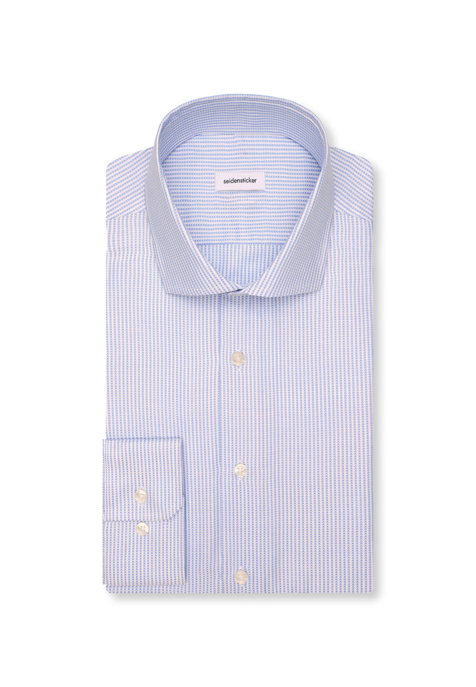 Seidensticker shaped fit overhemd, structuur, blauw