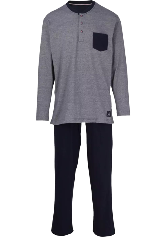 Ceceba heren pyjama O-hals met knoopjes, donkerblauw Ceceba heren pyjama O-hals met knoopjes, donkerblauw