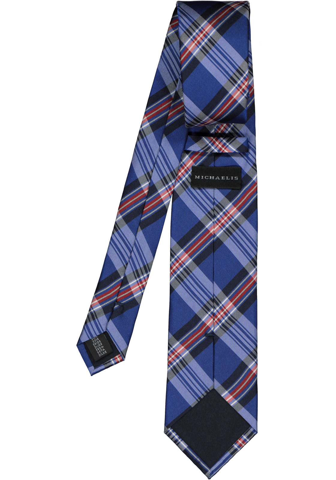 3-8717996245835_stropdas_HR Michaelis  stropdas, zijde, blauw met rood en wit geruit