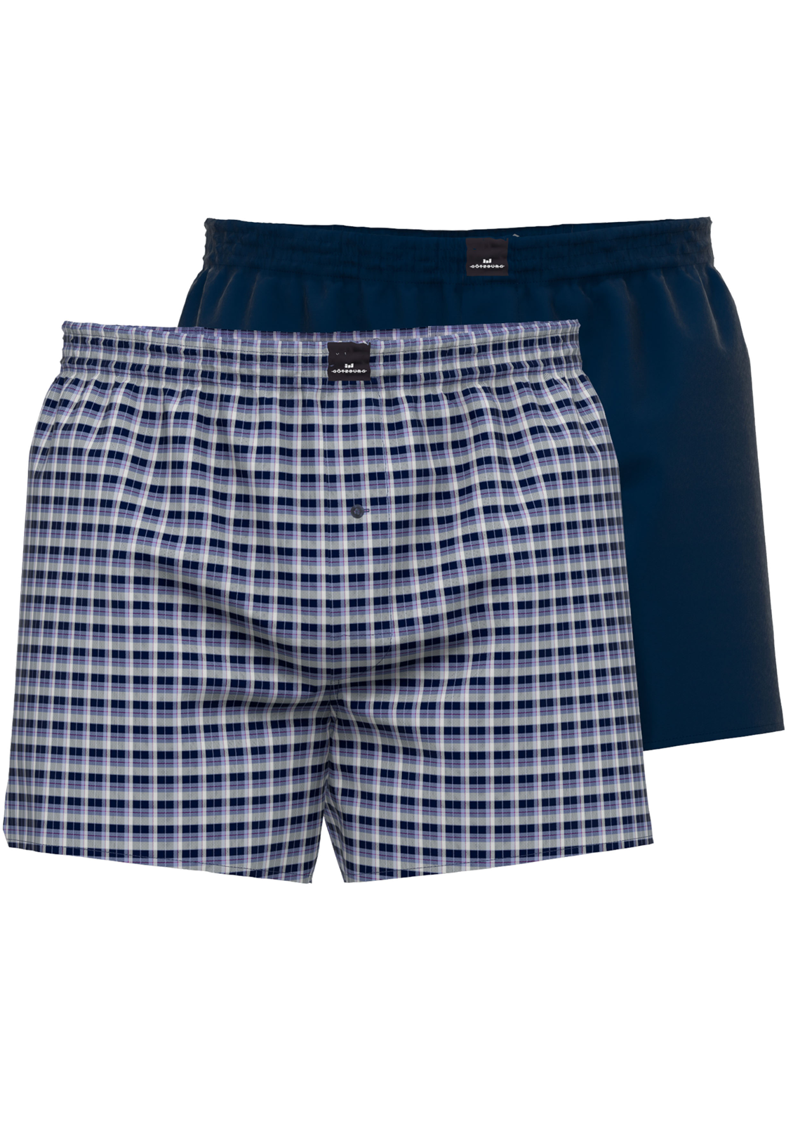 Gotzburg boxershorts geweven (2-pack), heren boxers katoen wijd model, blauw geruit Gotzburg boxershorts geweven (2-pack), heren boxers katoen wijd model, blauw geruit
