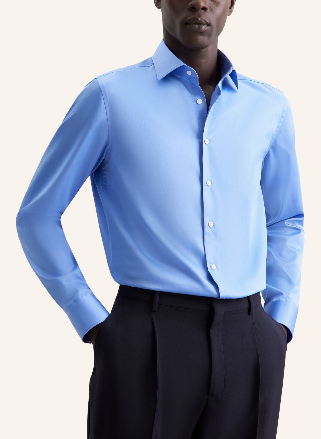 Seidensticker slim fit overhemd, popeline, blauw