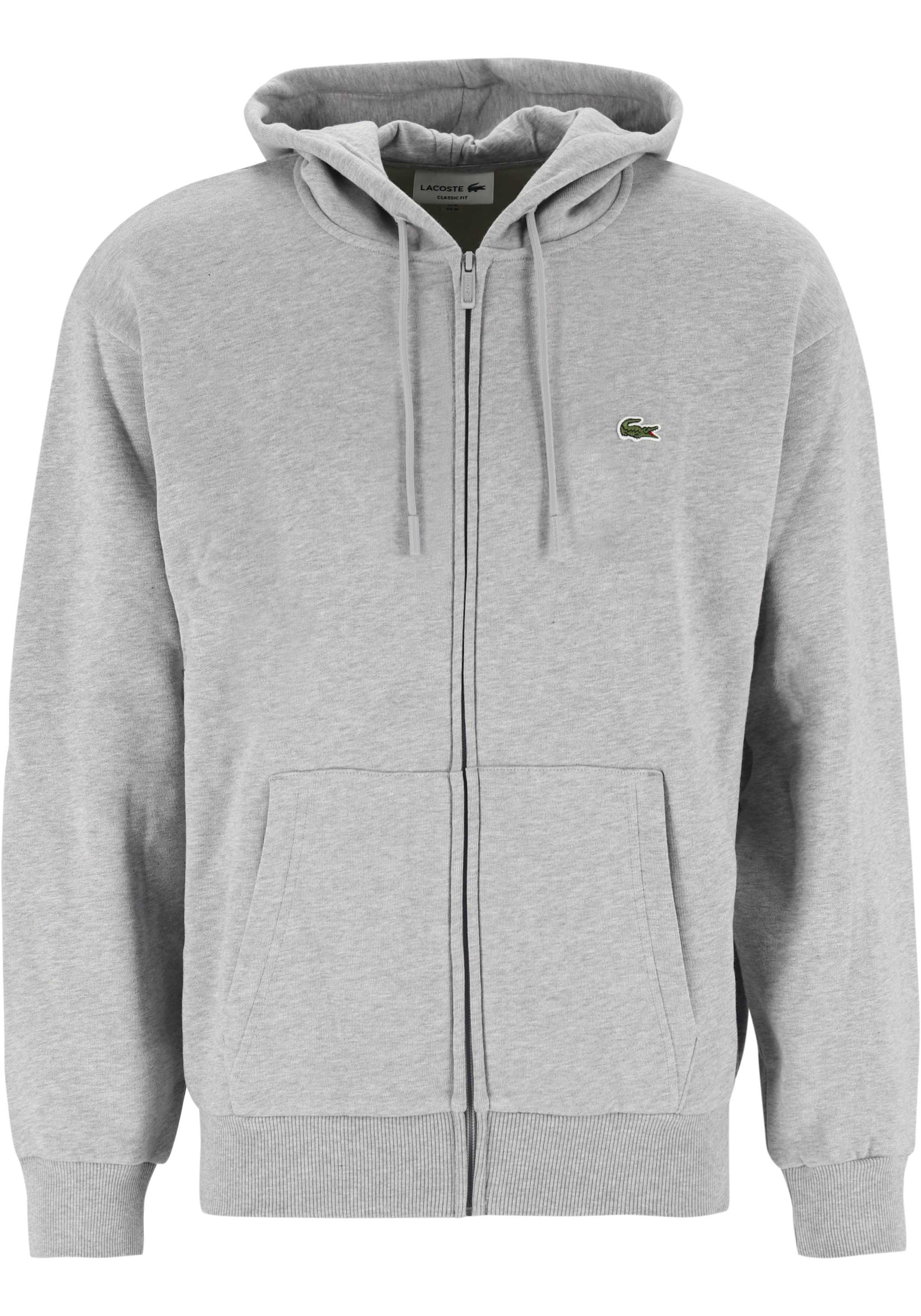 Lacoste heren hoodie sweatsvest, lichtgrijs melange