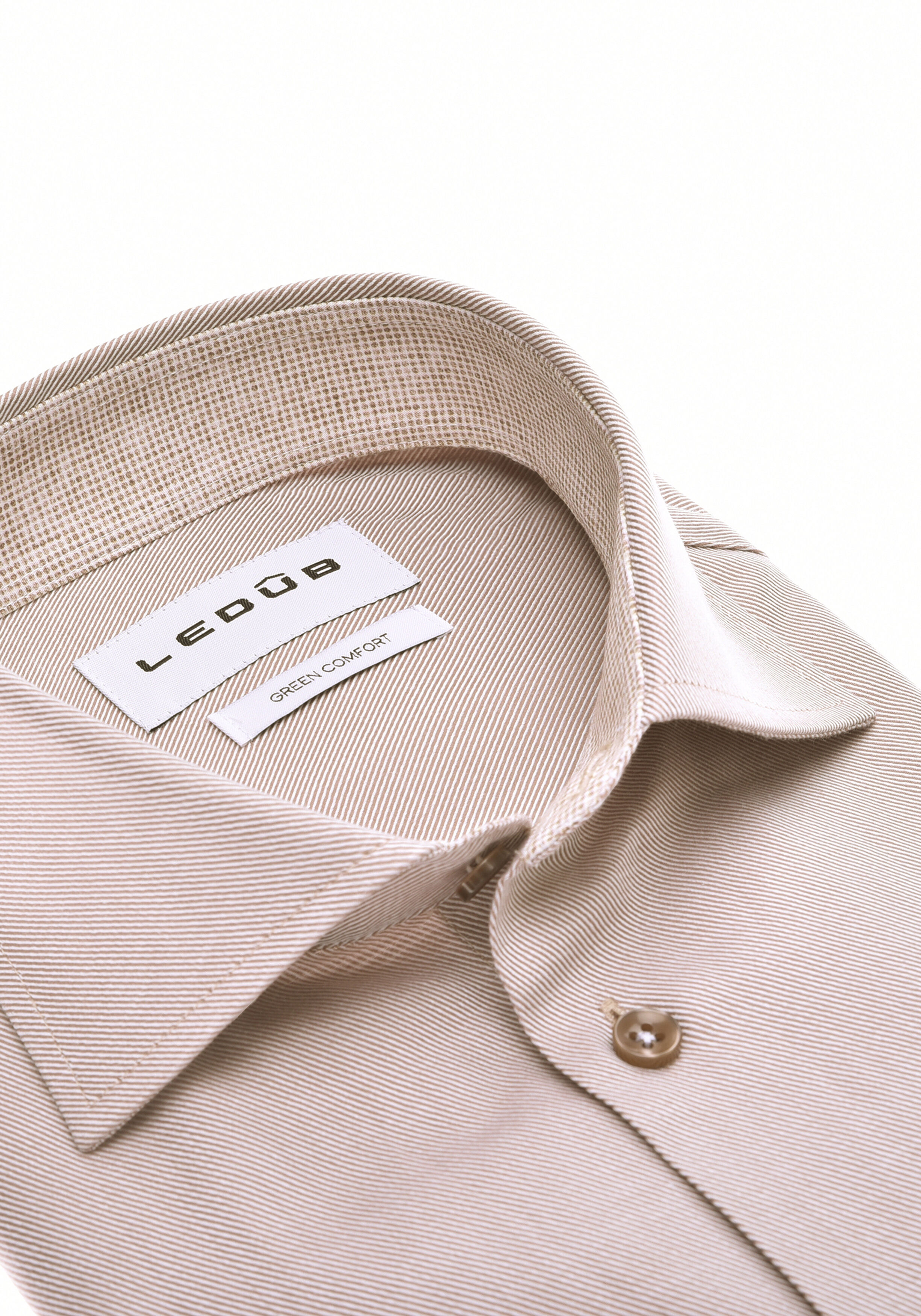 Ledub modern fit overhemd, twill, middenbruin