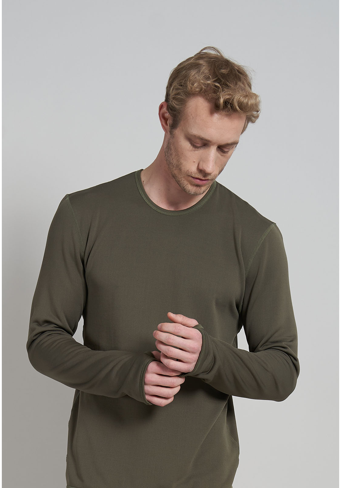 image-39 Ceceba heren T-shirt lange mouw met O-hals (1-pack), olijfgroen