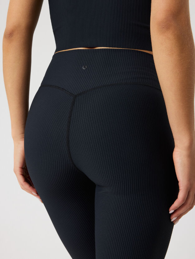 Bjorn Borg dames Studio Ribbed Flare Tights, dames sportlegging, zwart