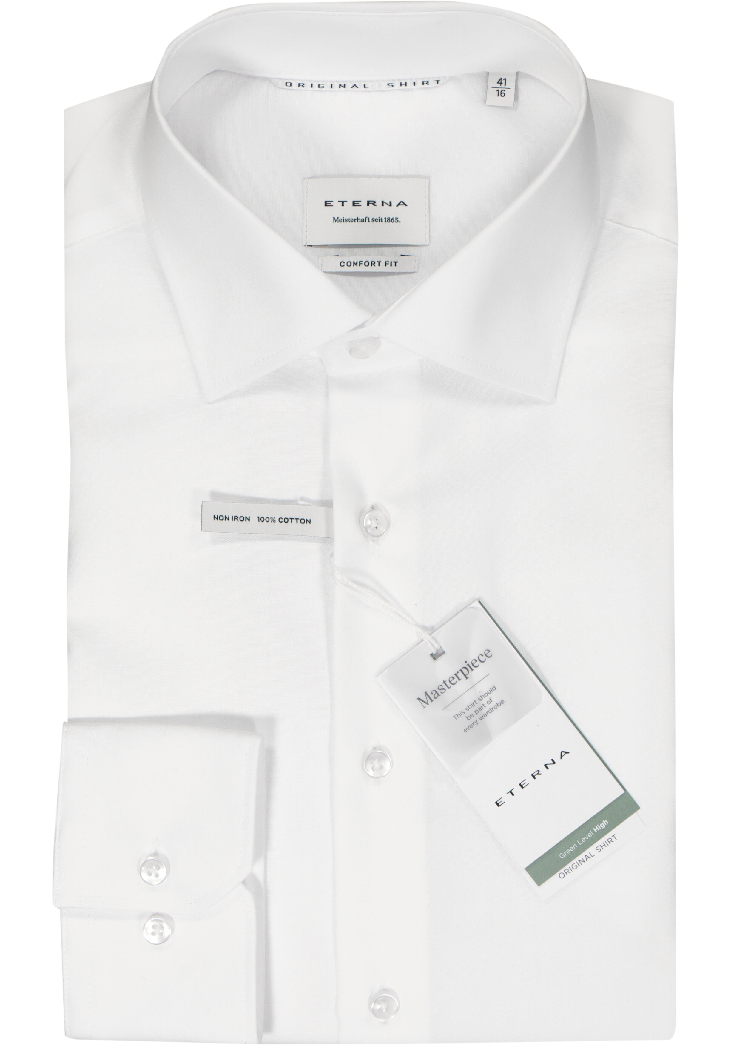 ETERNA comfort fit overhemd, popeline, wit
