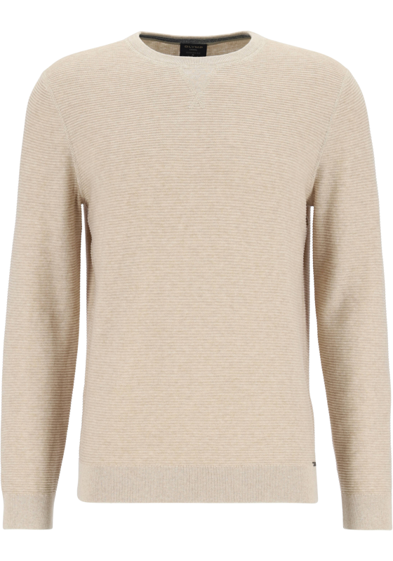 OLYMP modern fit trui katoen, structuur, O-hals, beige OLYMP modern fit trui katoen, structuur, O-hals, beige
