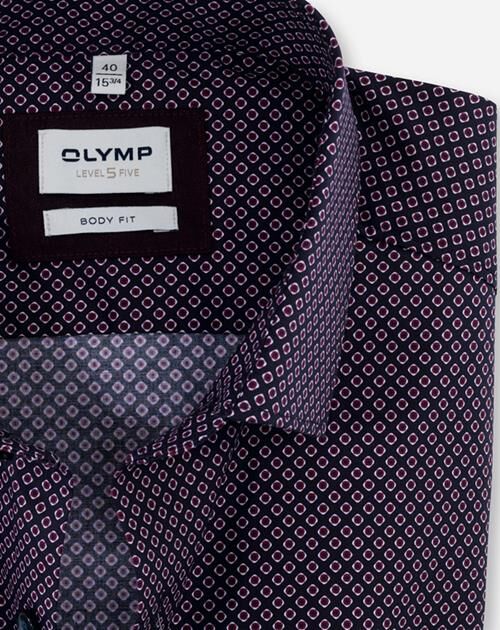 OLYMP Level 5 body fit overhemd, twill, granaat dessin
