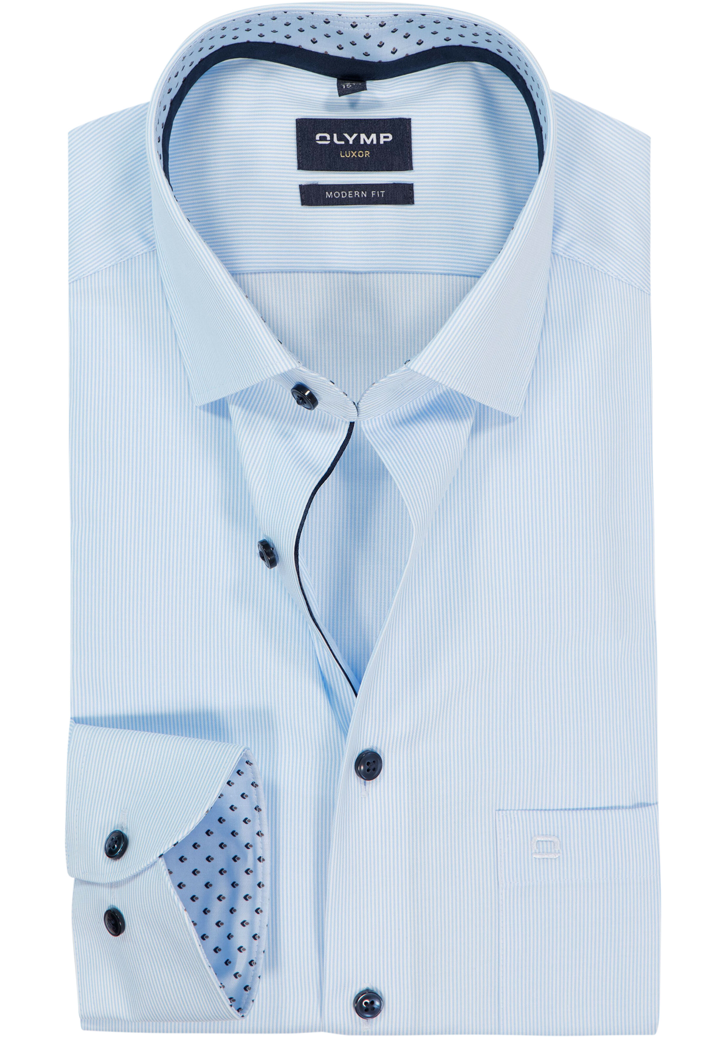 OLYMP Luxor modern fit overhemd, twill, lichtblauw