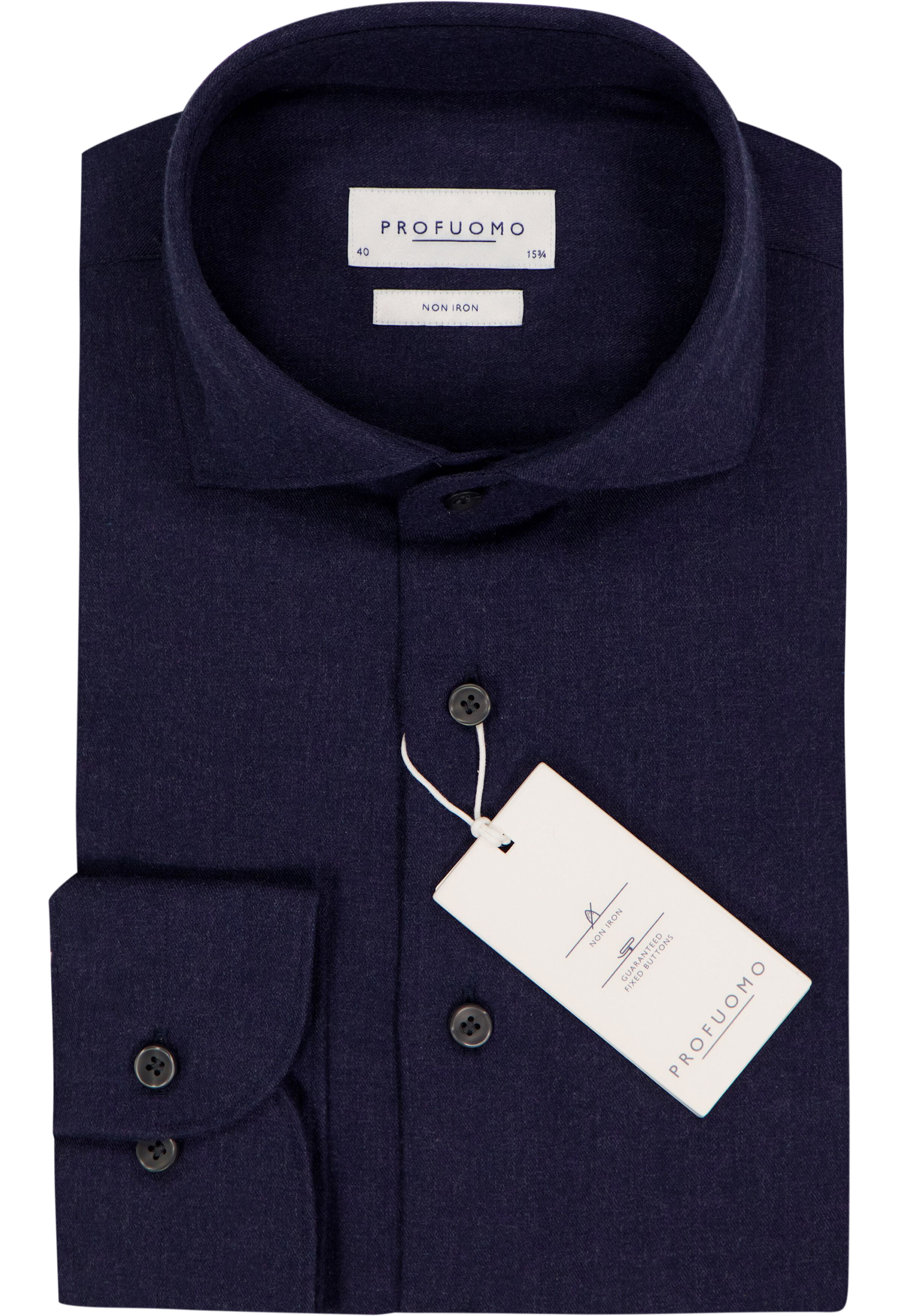 Profuomo slim fit heren overhemd, twill, donkerblauw