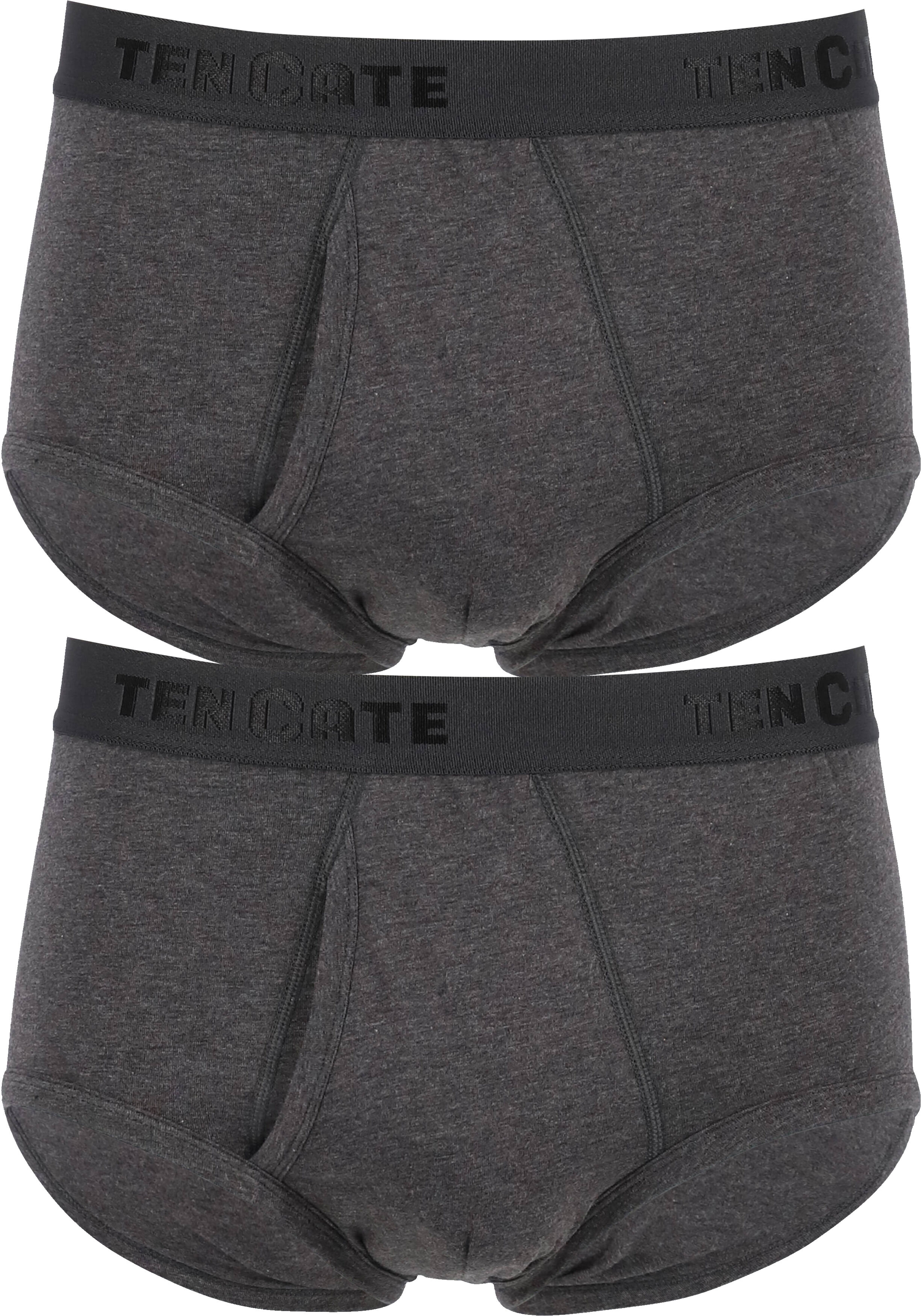 TEN CATE Basics men classic slip met gulp (2-pack), heren heupslips, antraciet grijs melange