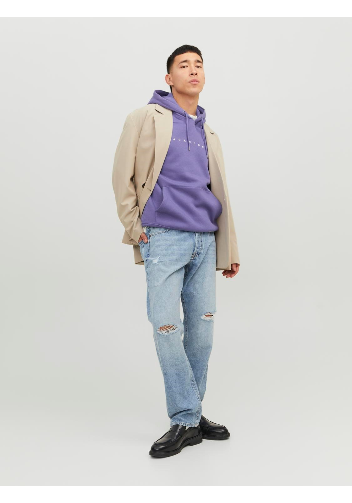 image_5_jj__4238414__frontfulljpgvc265a39247e3595dcf47e126a8f03b0fb9e6 JACK & JONES Star jj sweat hood regular fit, heren hoodie katoenmengsel met capuchon, paars