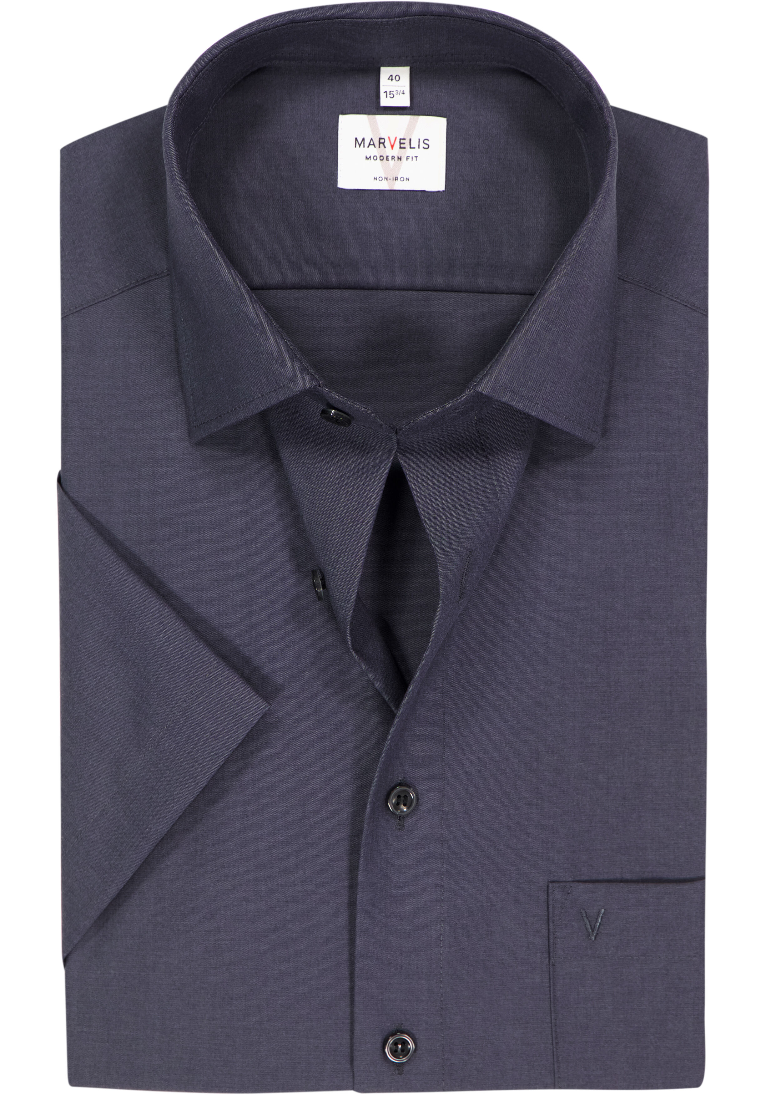 MARVELIS modern fit overhemd, korte mouw, antraciet