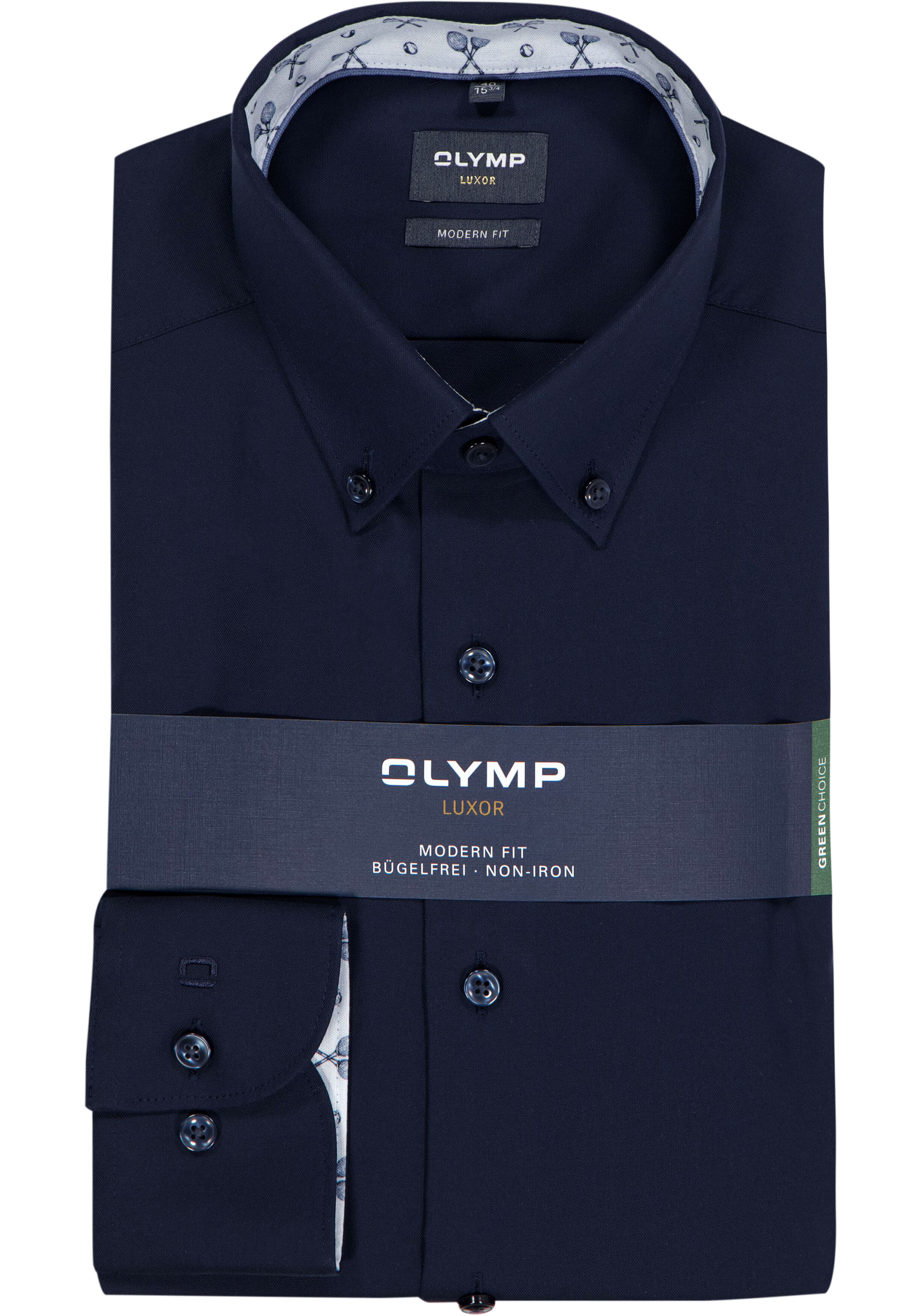 OLYMP Luxor modern fit overhemd, pinpoint, marine blauw