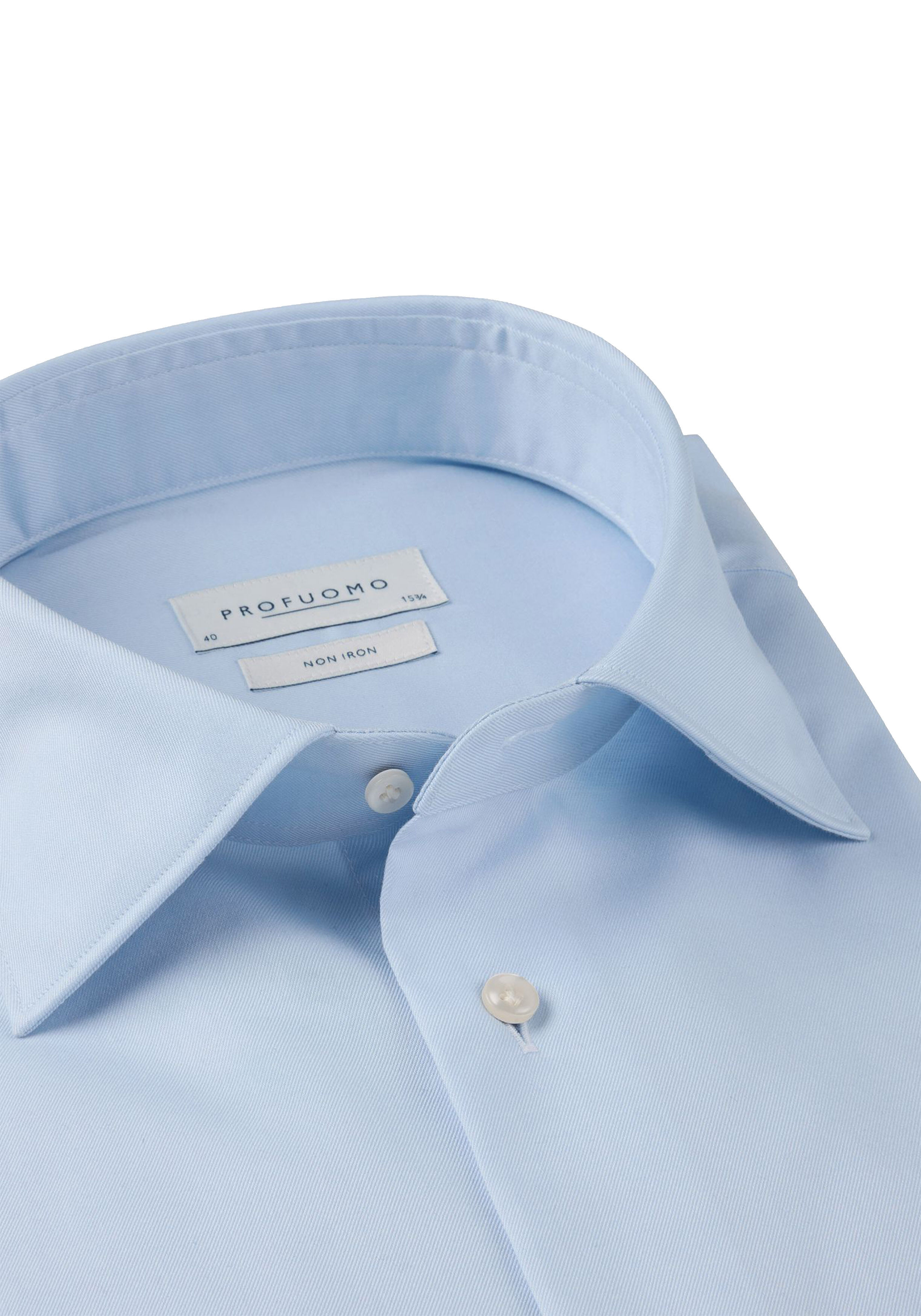 Profuomo slim fit heren overhemd, twill, lichtblauw