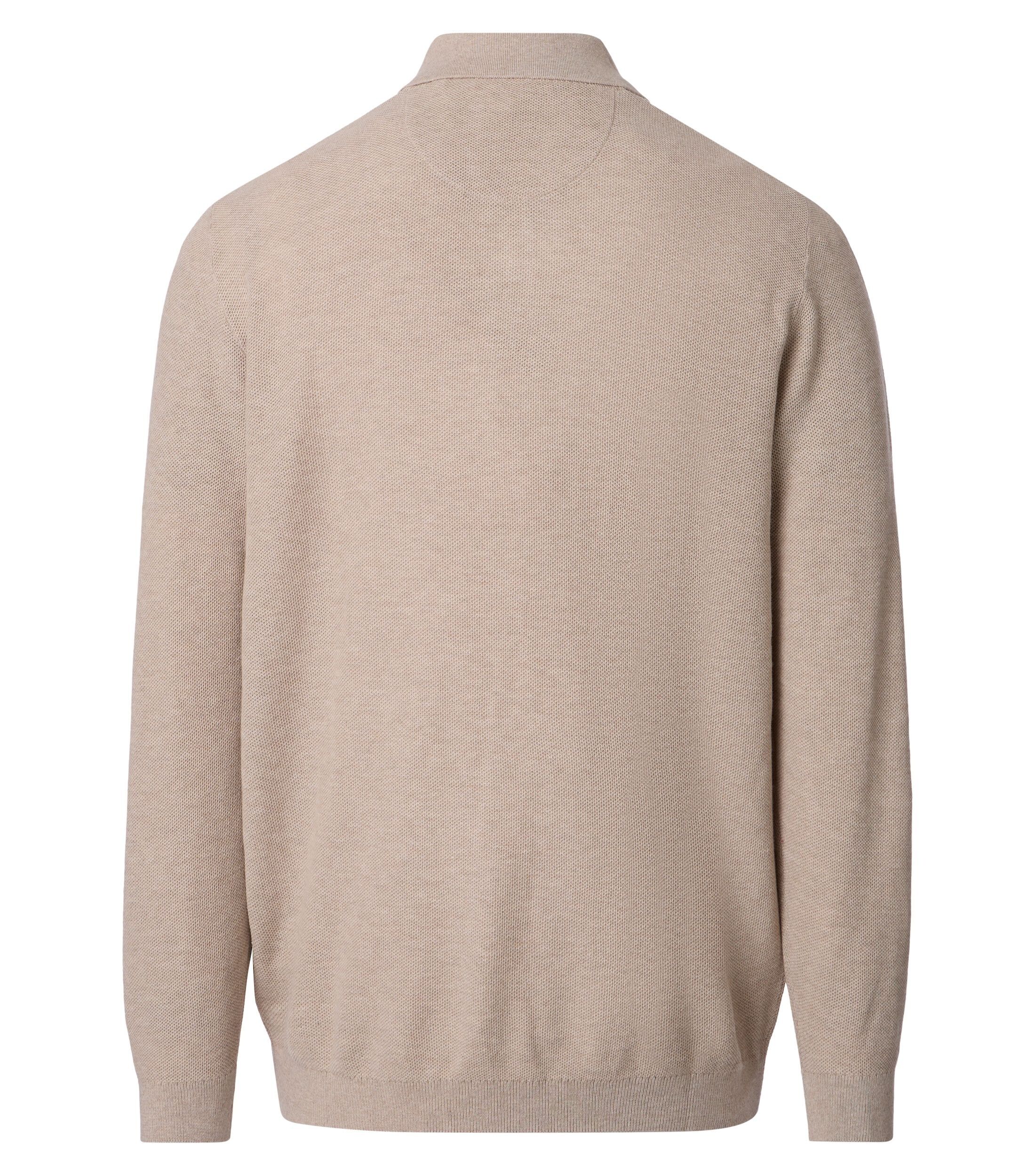 CASA MODA comfort fit heren polo lange mouw, beige