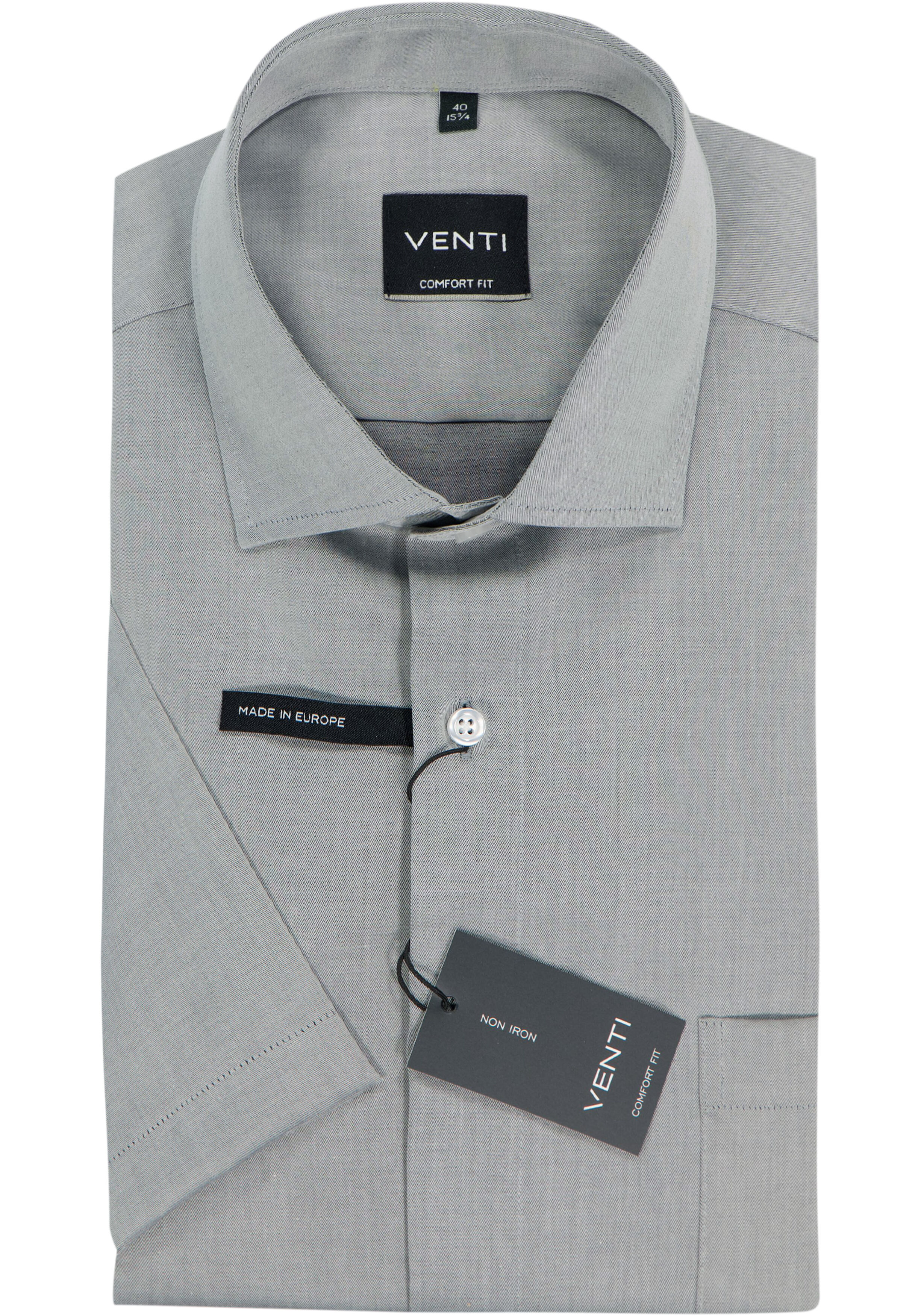 VENTI CASA MODA comfort fit overhemd, korte mouw, structuur, zilvergrijs