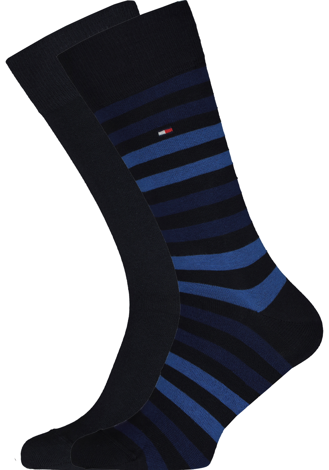 1-8718824413310-tommy_hilfiger-sokken-2p_HR Tommy Hilfiger Duo Stripe Socks (2-pack), herensokken katoen, gestreept en uni, blauw