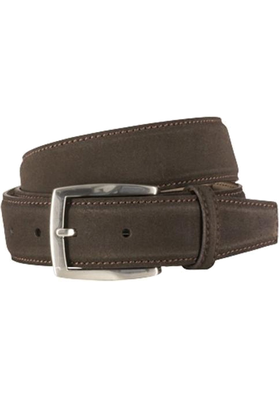 LINDENMANN suede leren heren riem, donkerbruin LINDENMANN suede leren heren riem, donkerbruin