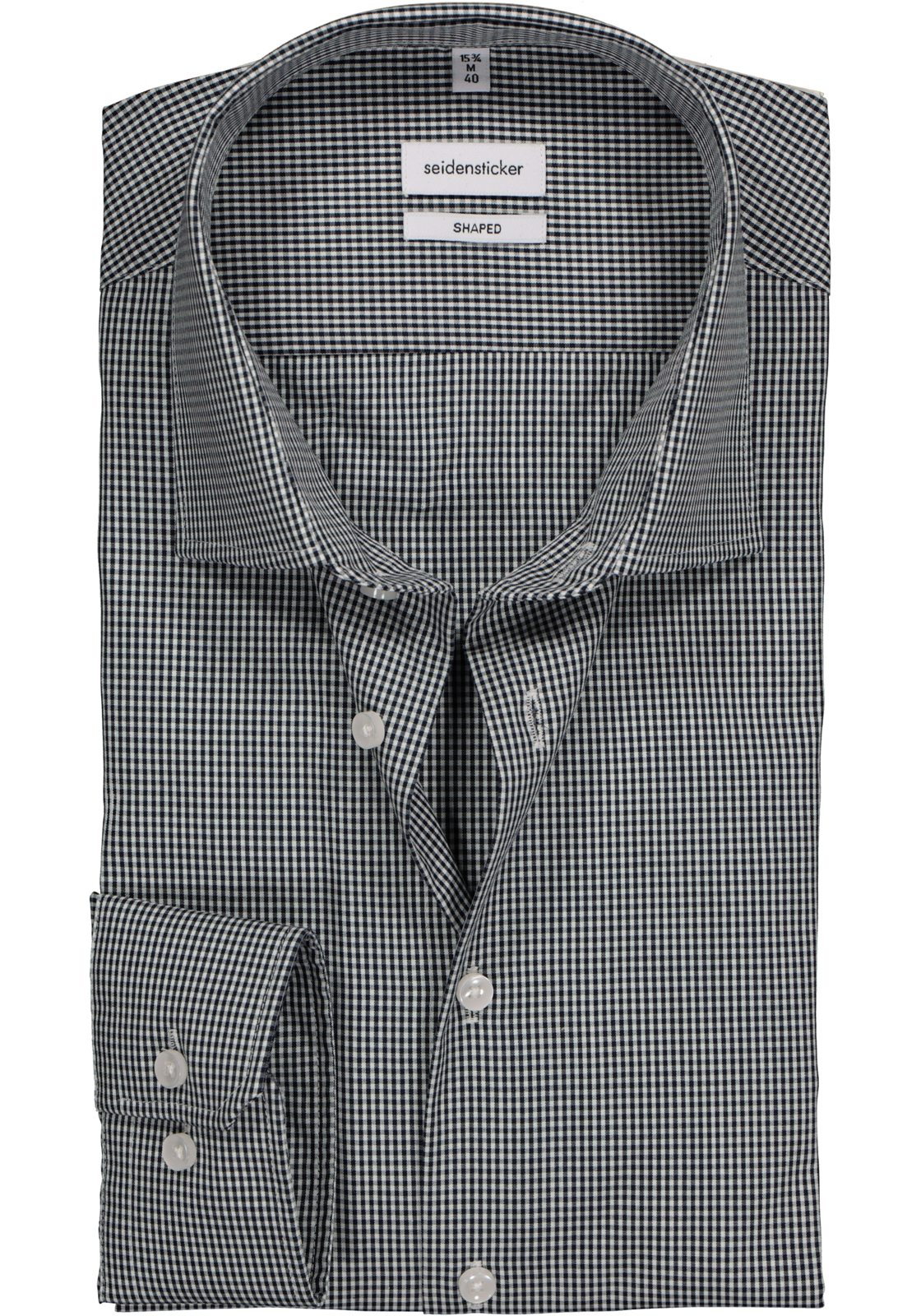 1-4048872000540_seidensticker-overhemd_HR Seidensticker shaped fit overhemd, donkerblauw met wit geruit