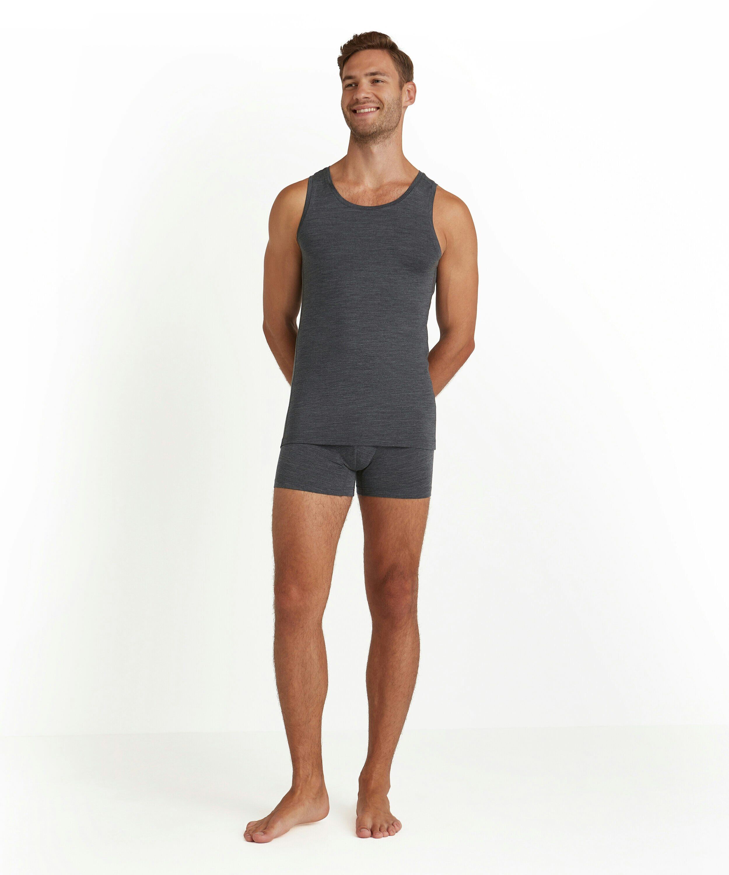 FALKE heren top Daily Climawool, singlet, donkergrijs (dark grey -heather)