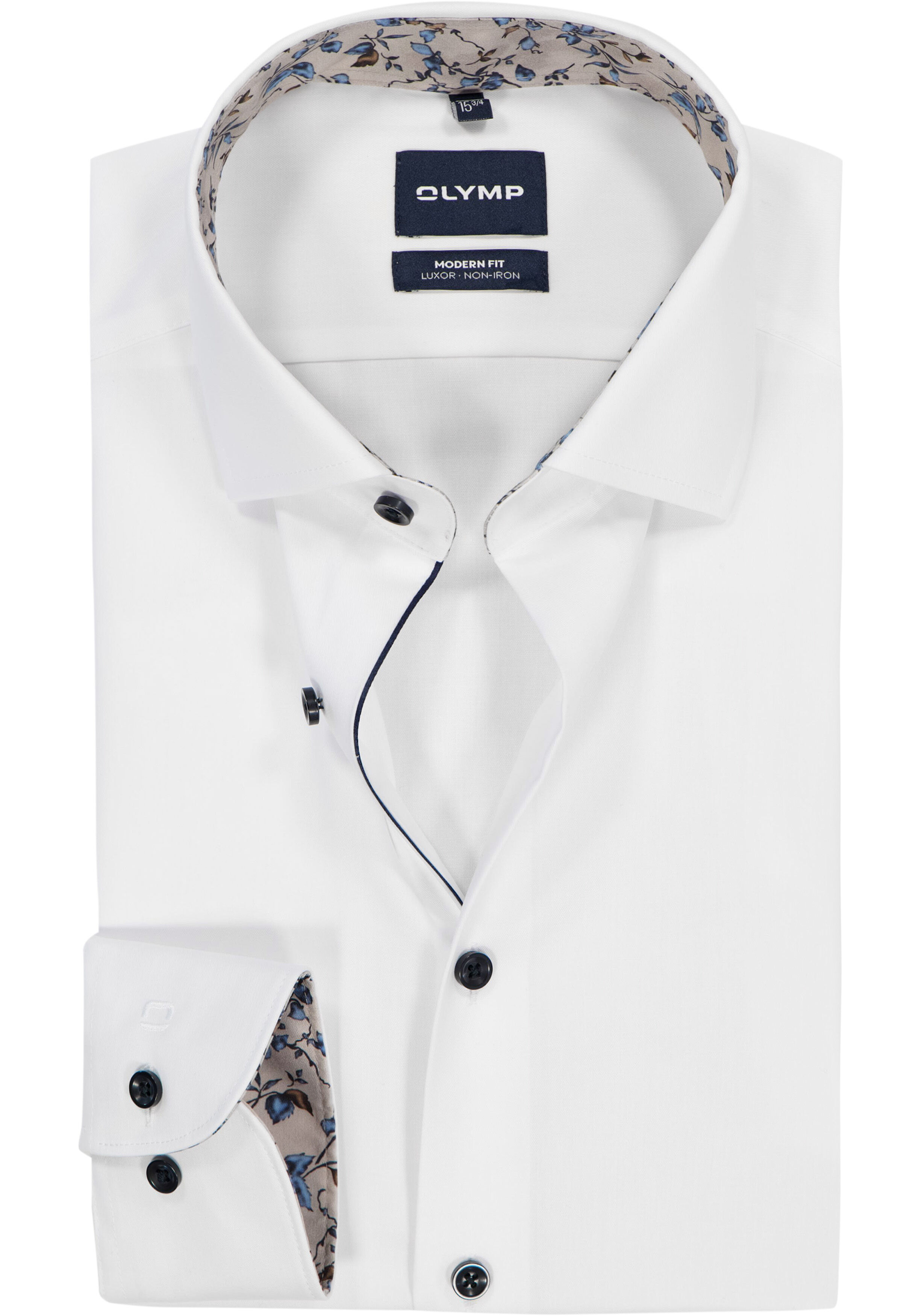 OLYMP Luxor modern fit overhemd, twill, wit