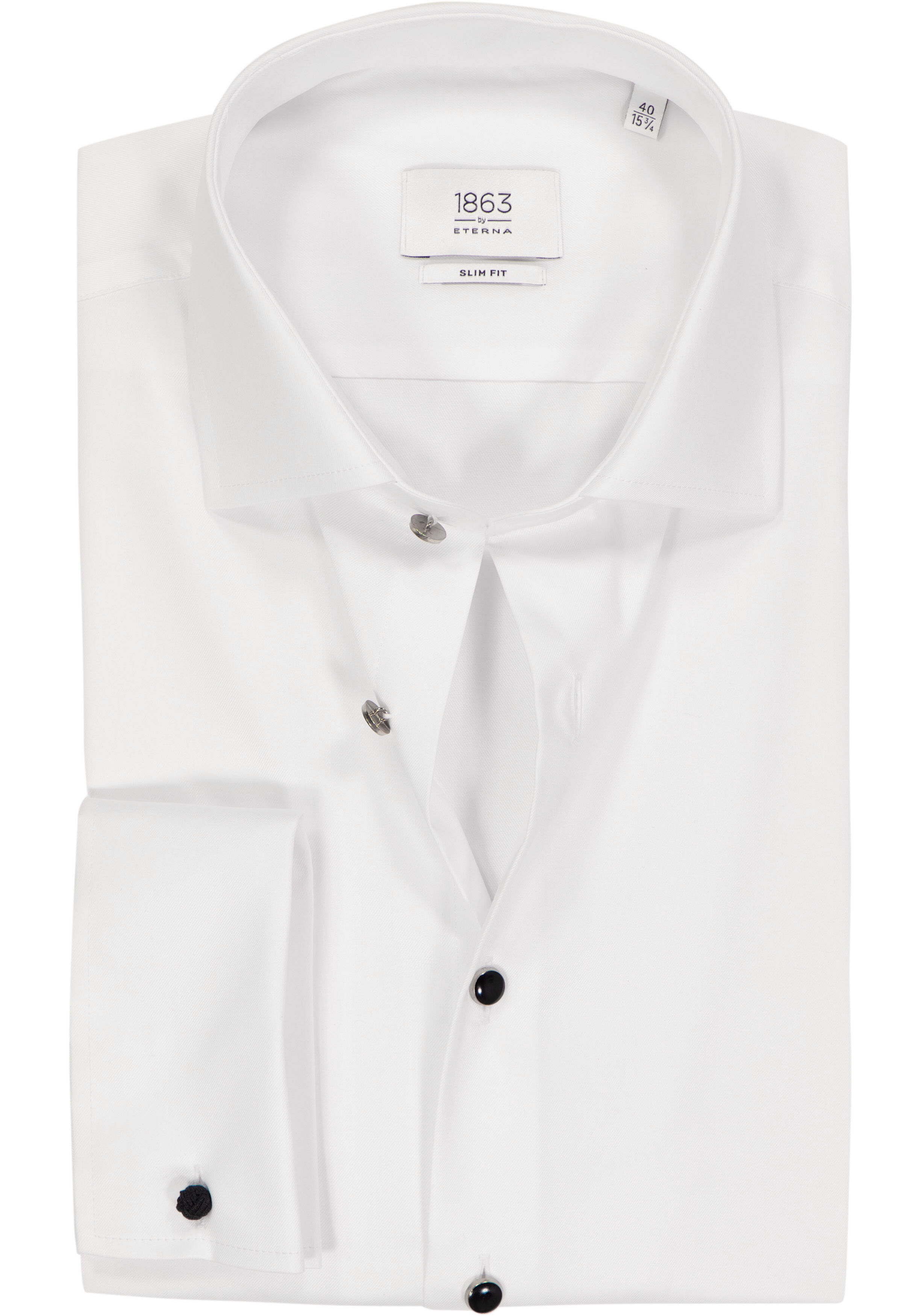 ETERNA slim fit overhemd, twill met dubbele manchet, wit