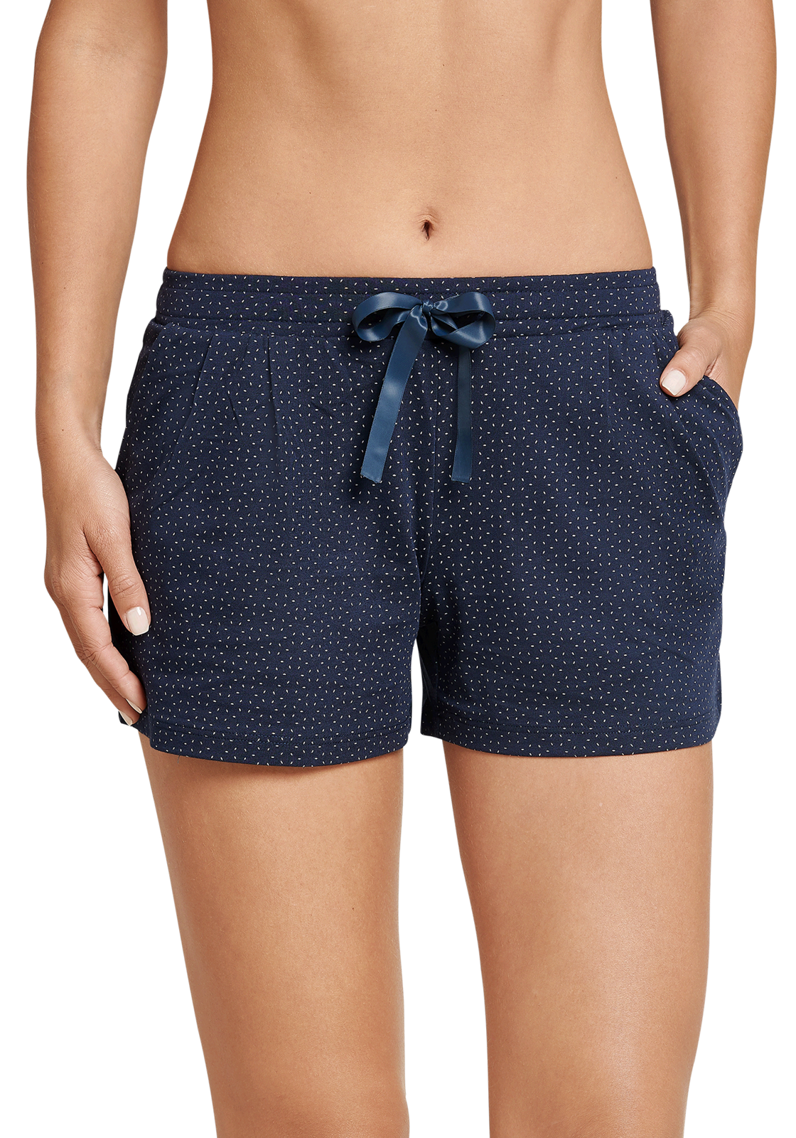 3-4007065189837-schiesser-dames-shorts_HR SCHIESSER dames Mix+Relax lounge broek, korte pijpen, dun, donkerblauw mini dessin